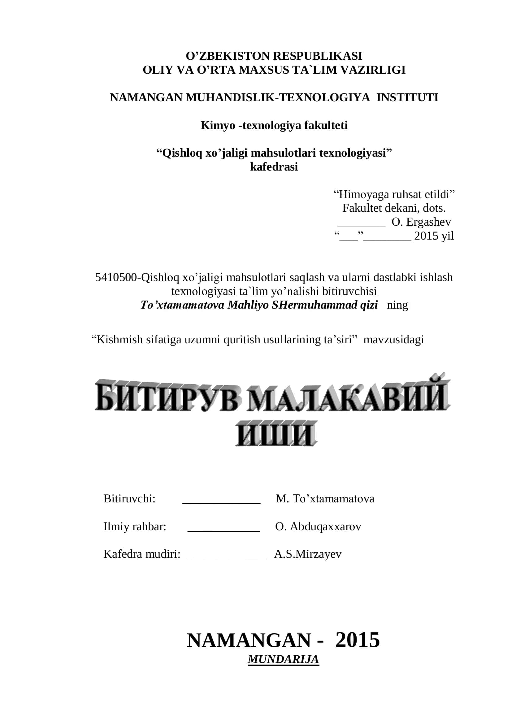Kishmish sifatiga uzumni quritish usullarining ta’siri 1