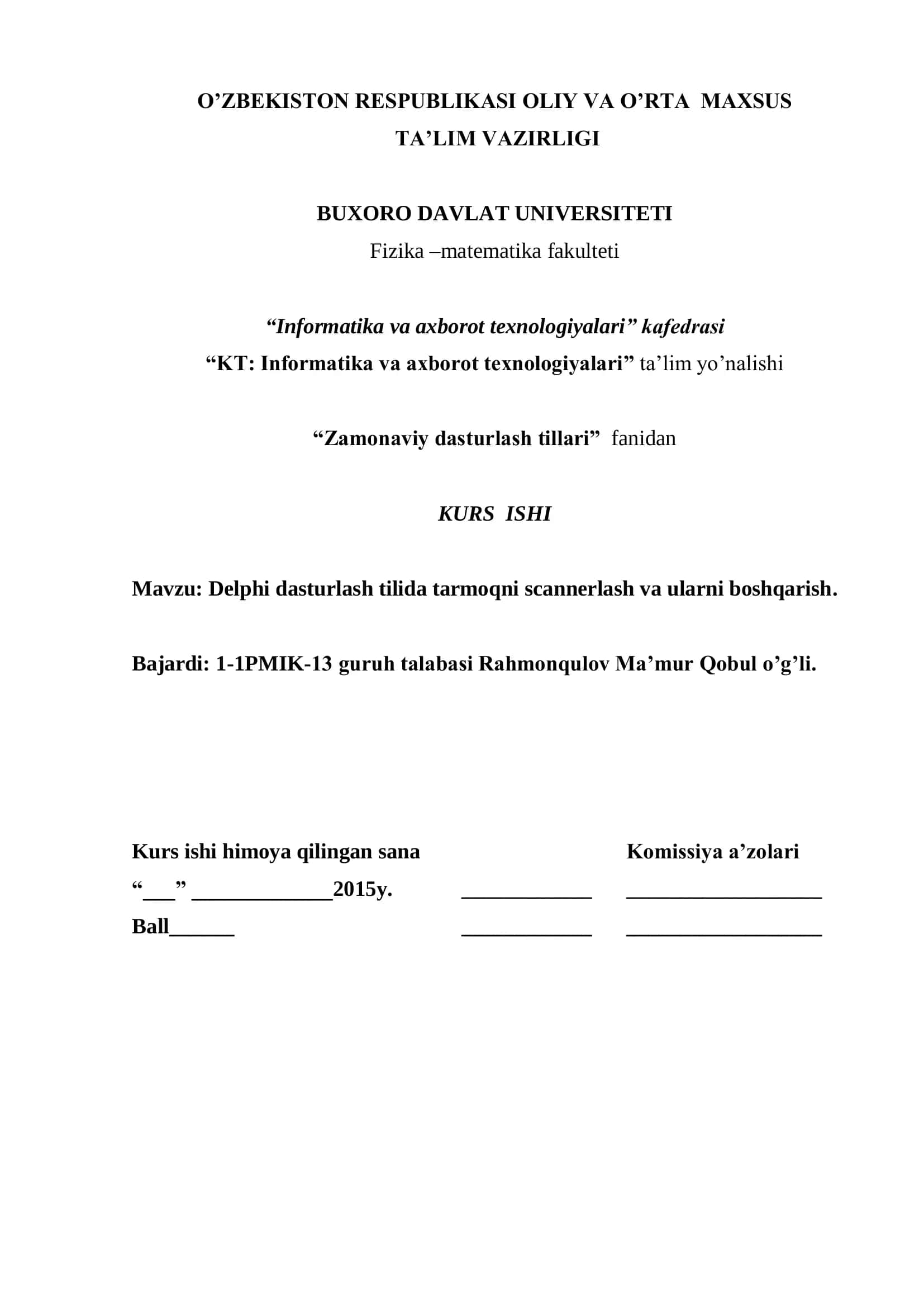 Delphi dasturlash tilida tarmoqni scannerlash va ularni boshqarish 1