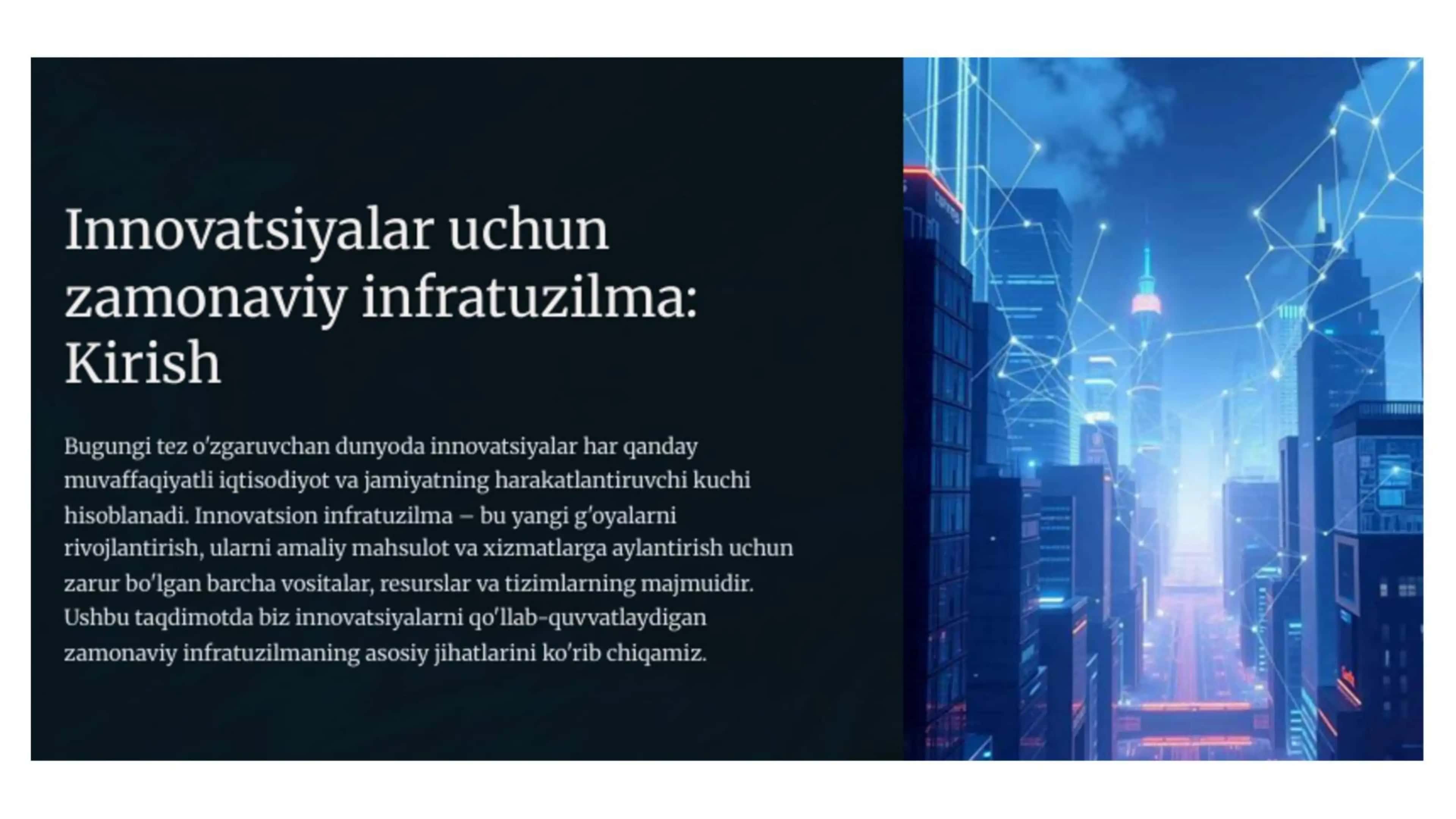 innovatsiyalar uchun zamonaviy infratuzilma 1