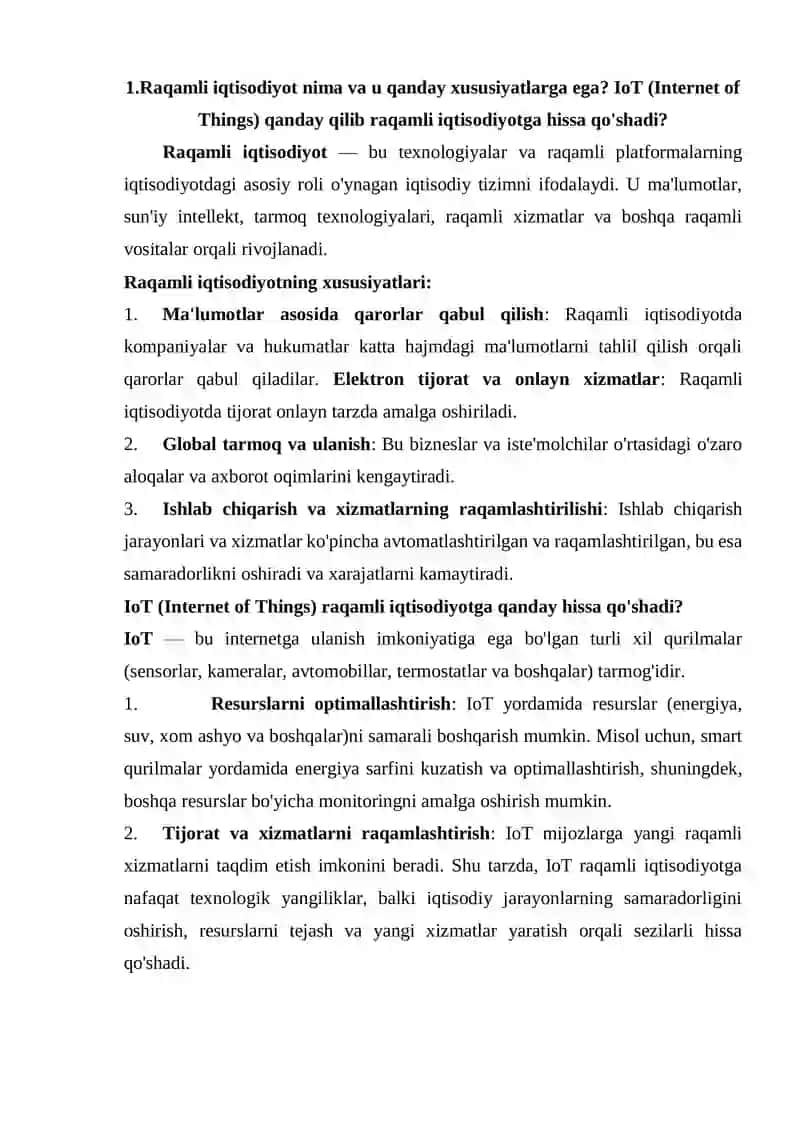 Raqamli iqtisodiyot