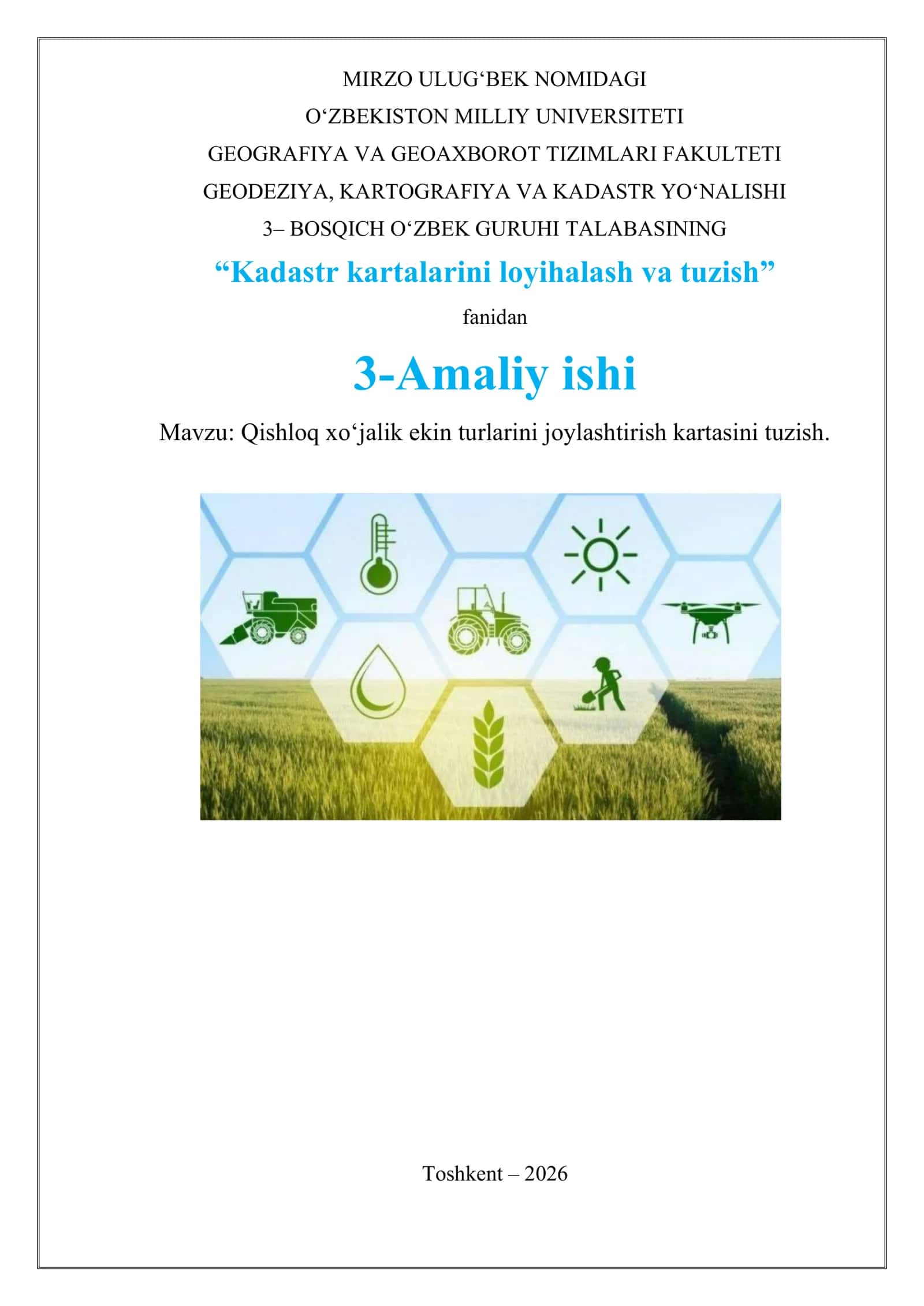 Qishloq xo‘jalik ekin turlarini joylashtirish kartasini tuzish 1