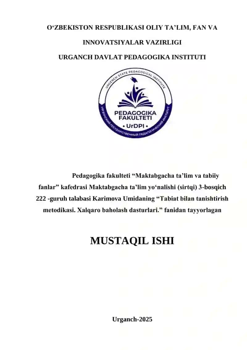 Tabiat bilan tanishtirish metodikasi