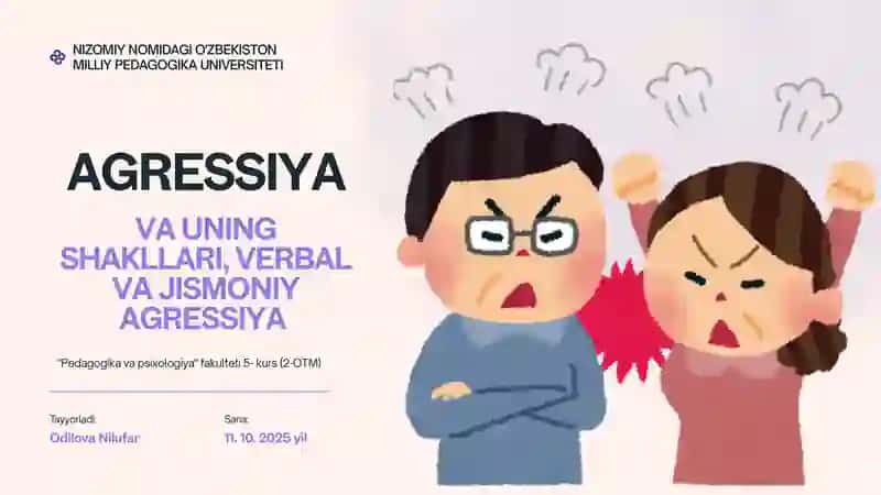 Agressiya va uning shakllari. Jismoniy va verbal agressiya