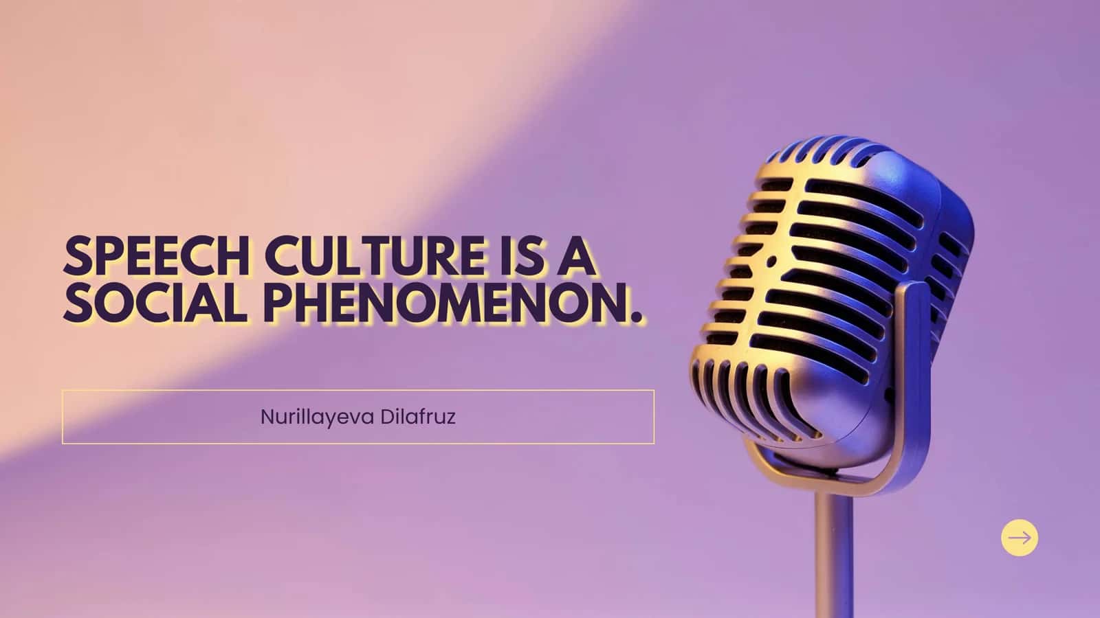 SPEECH CULTURE IS A SOCIAL PHENOMENON 1