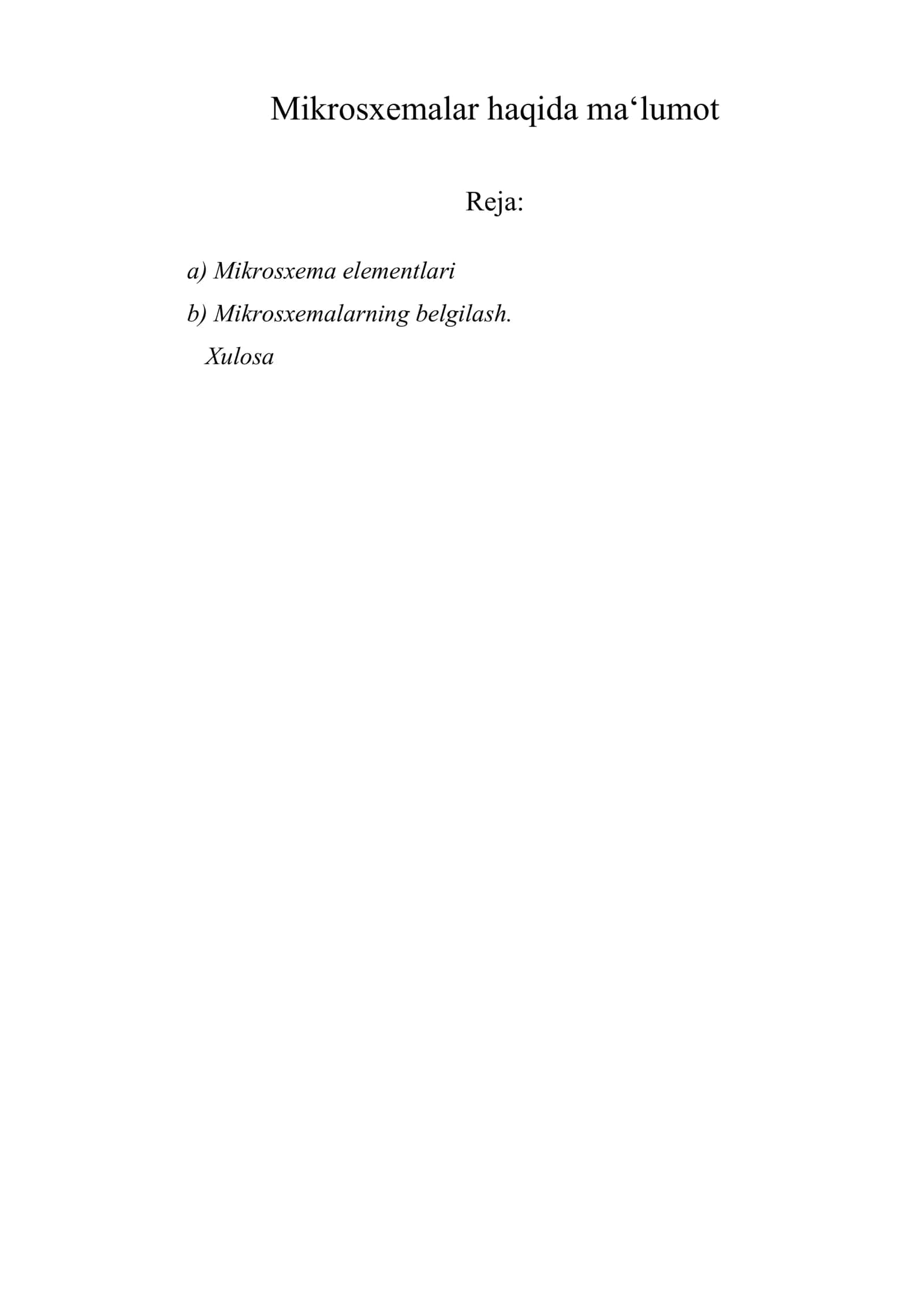 Mikrosxemalar haqida ma‘lumot 1