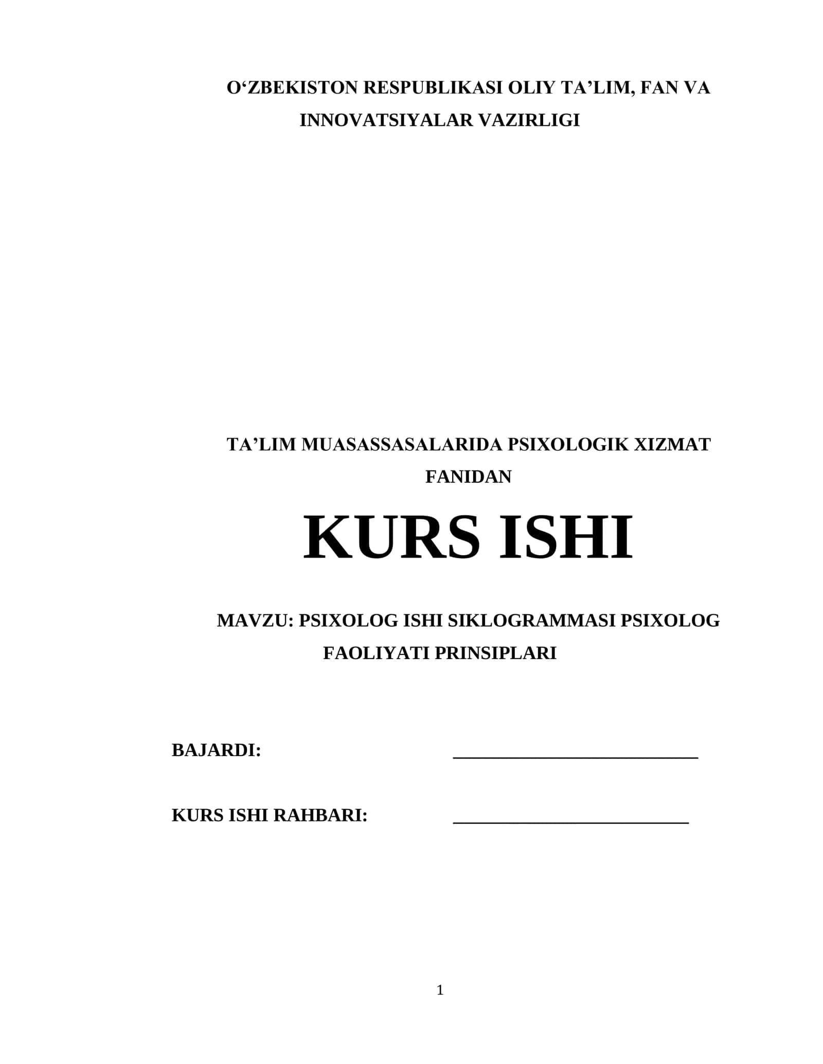 PSIXOLOG ISHI SIKLOGRAMMASI PSIXOLOG FAOLIYATI PRINSIPLARI 1