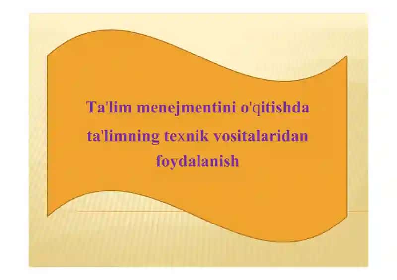 Ta'lim menejmentini o'qitishda