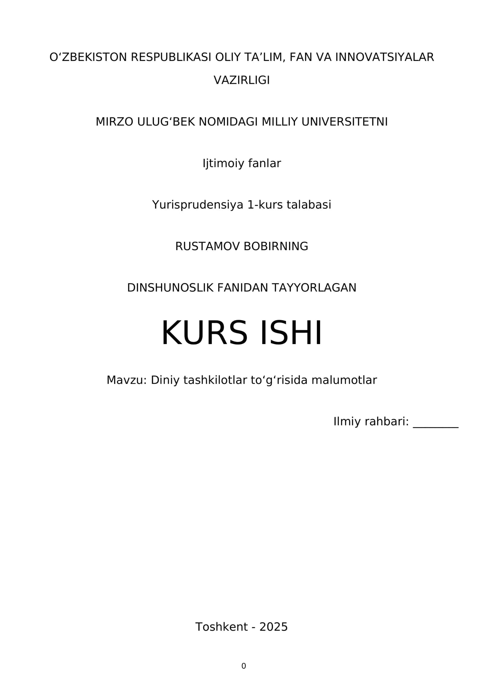 Diniy Tashkilotlarning Turlari 1