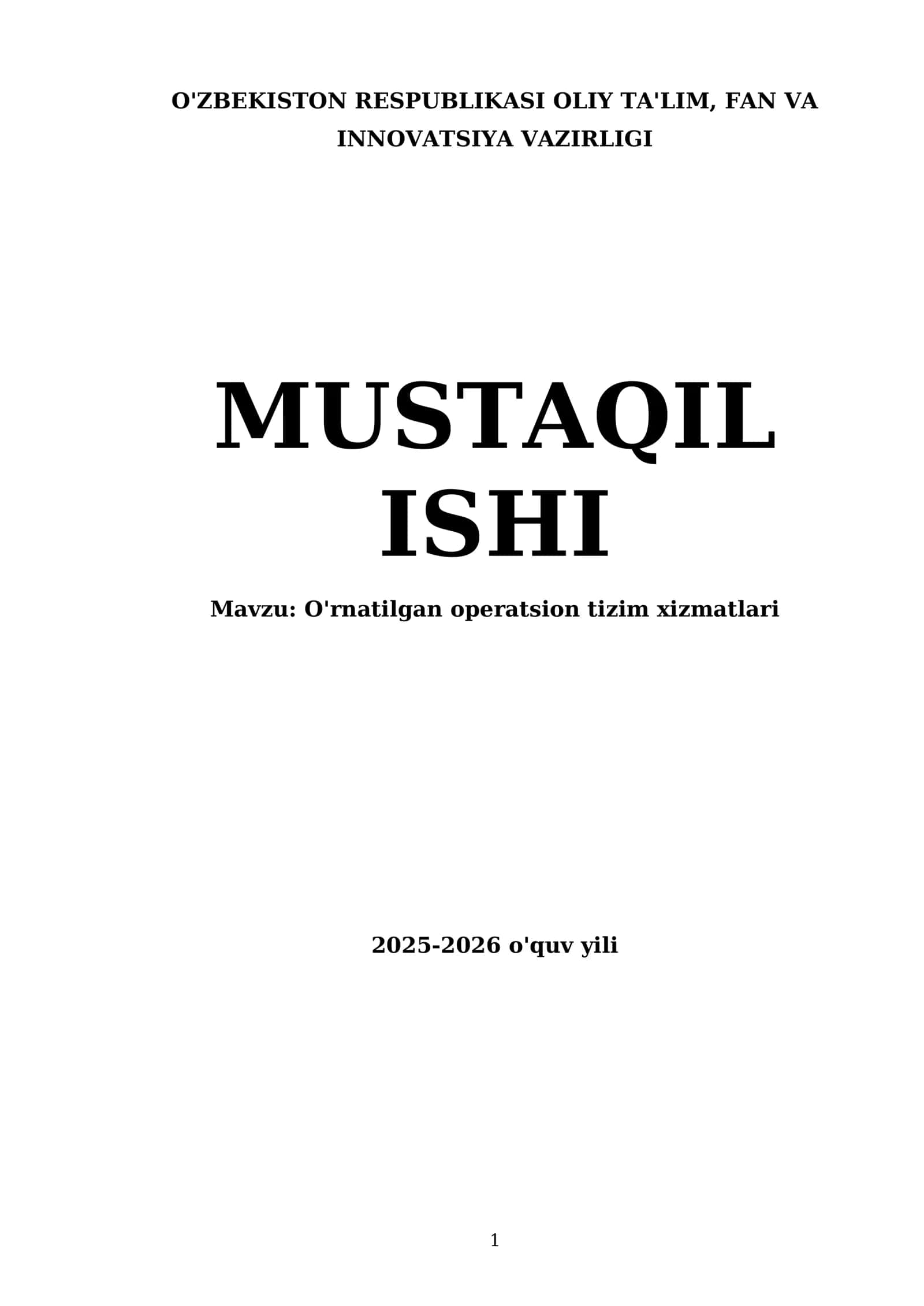 O'rnatilgan operatsion tizim xizmatlari 1