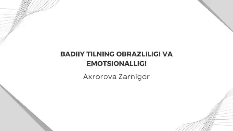 BADIIY TILNING OBRAZLILIGI VA EMOTSIONALLIGI