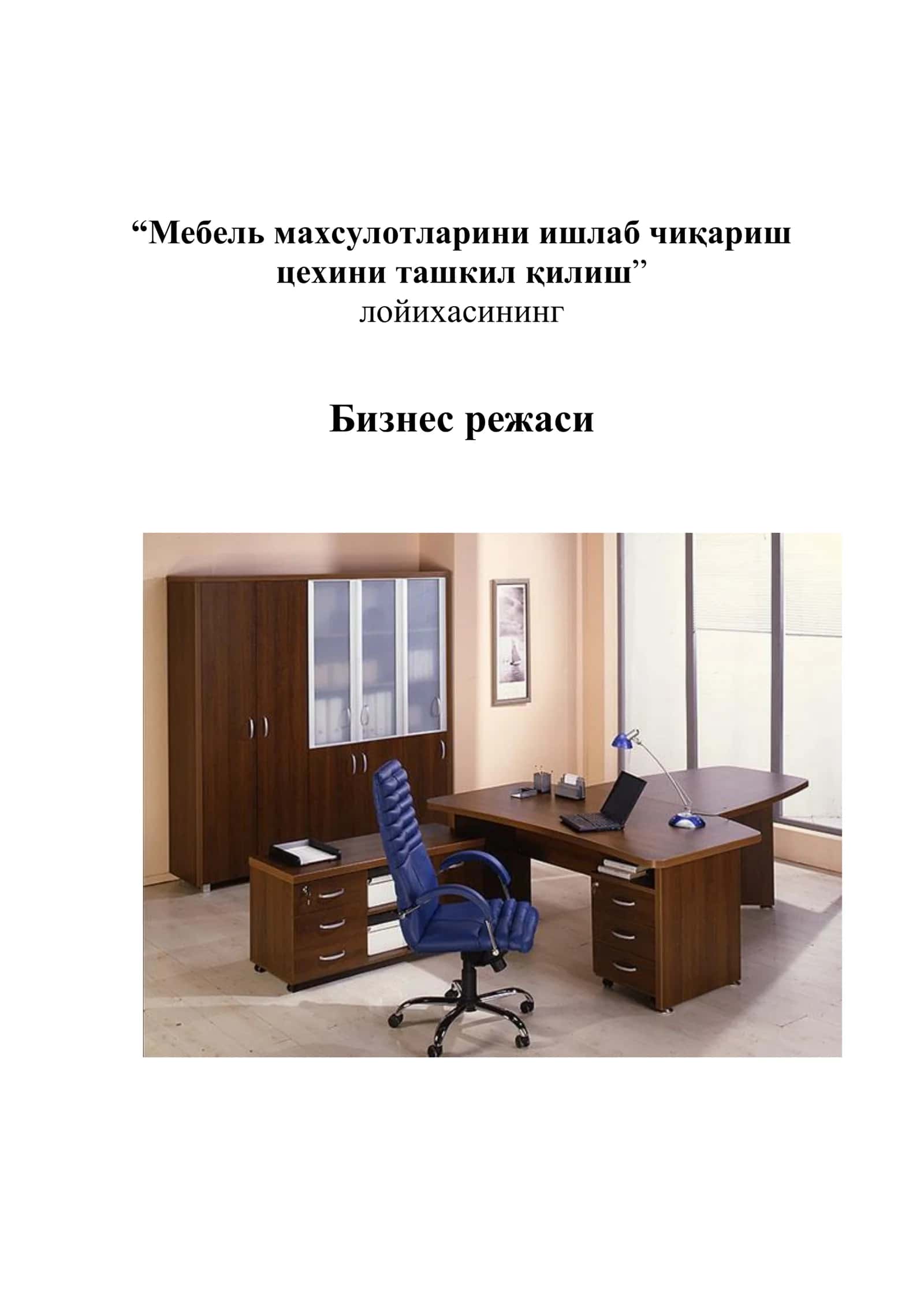 Мебель махсулотларини ишлаб чиқариш цехини ташкил қилиш 1