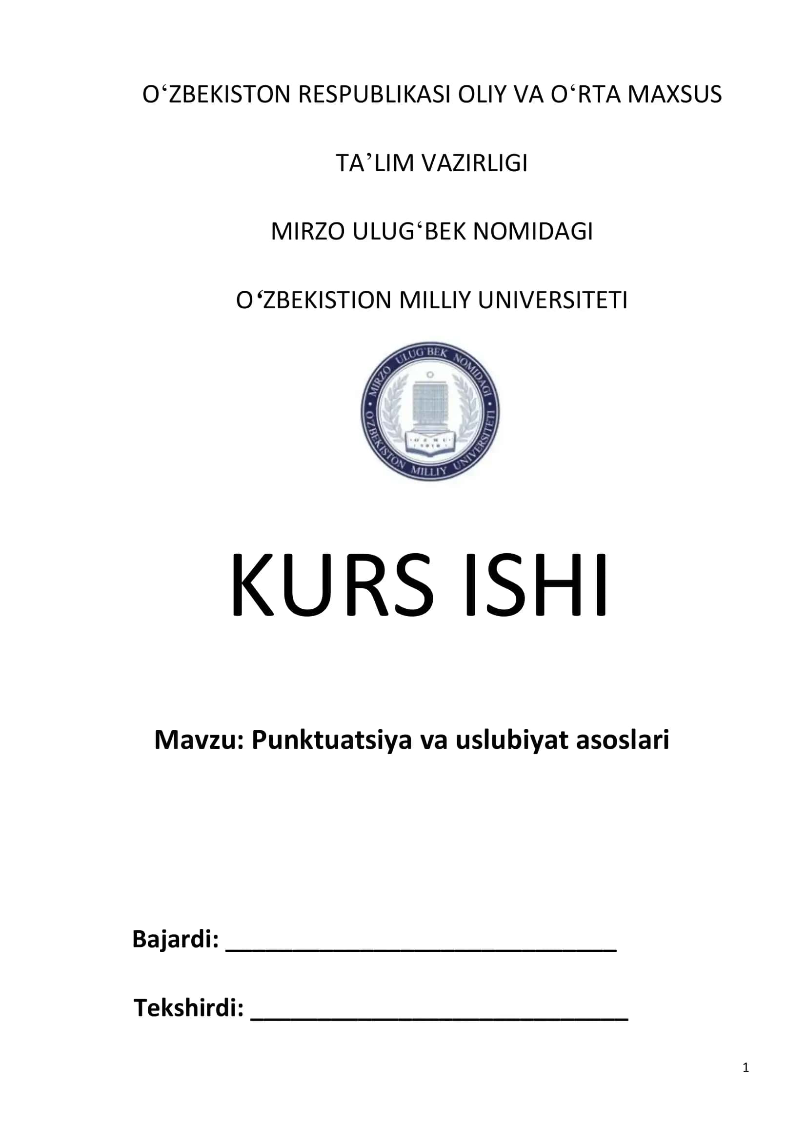Punktuatsiya va uslubiyat asoslari 1