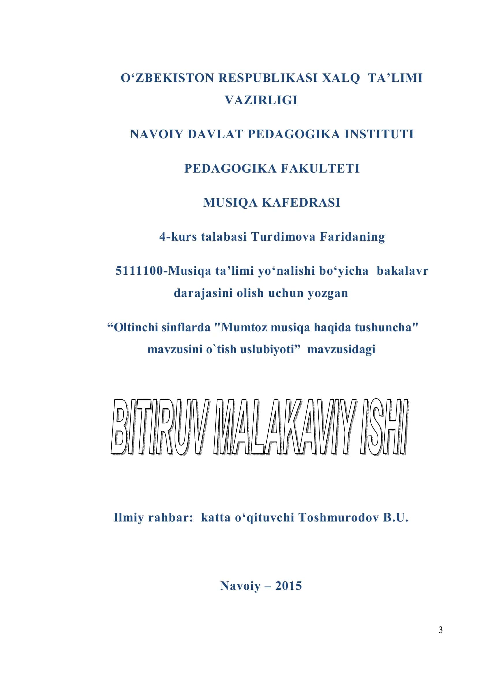 Oltinchi sinflarda "Mumtoz musiqa haqida tushuncha" mavzusini o`tish uslubiyoti 1
