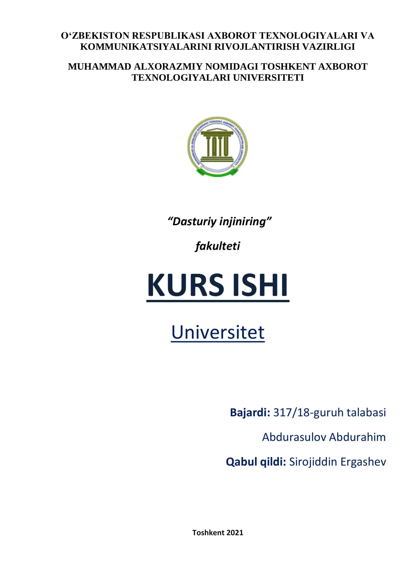 Universitet veb saytlarini ishlab chiqish 1