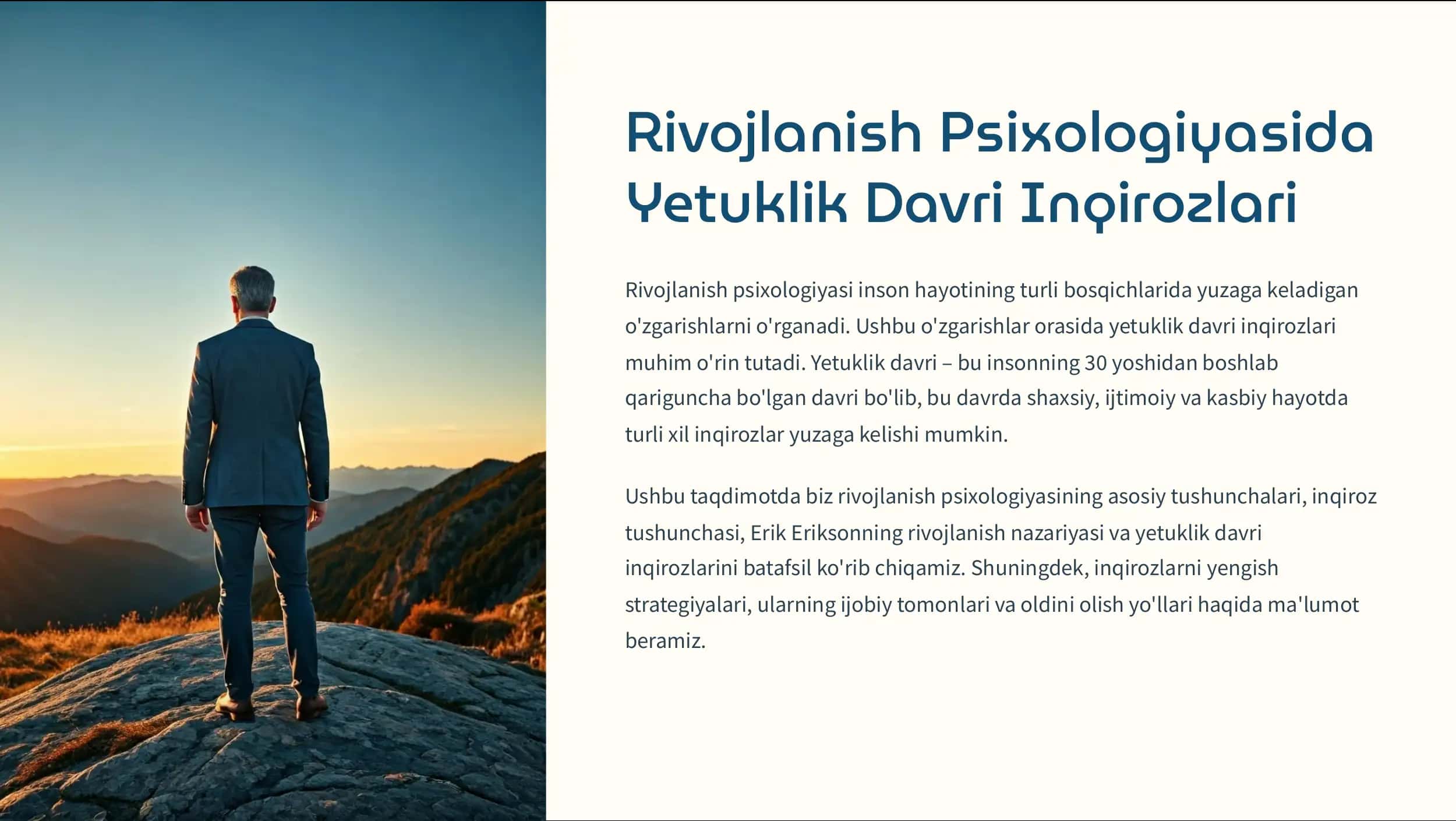 Rivojlanish Psixologiyasida  Yetuklik Davri Inqirozlari 1