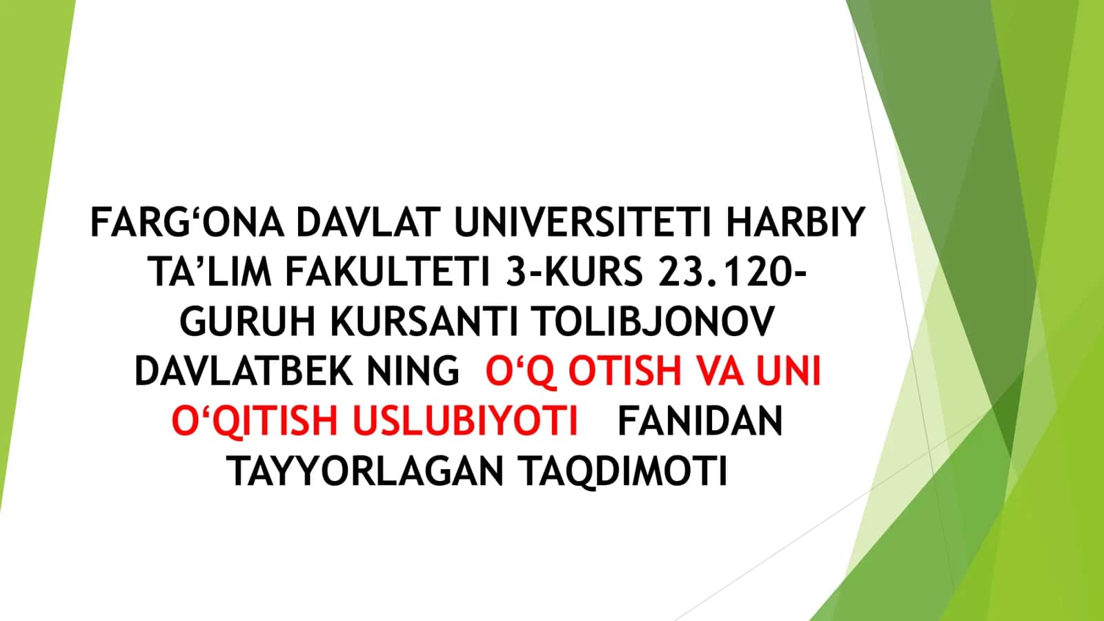 Otish tayyorgarligining vazifalari va umumiy holatlar 1