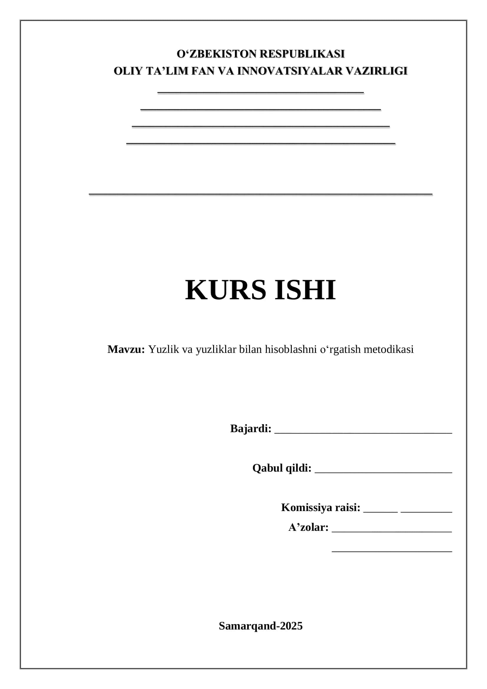 Yuzlik va yuzliklar bilan hisoblashni o‘rgatish metodikasi 1