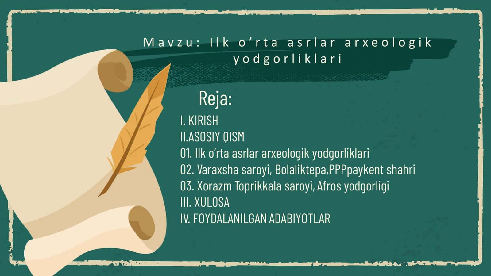 Ilk o’rta asrlar arxeologik yodgorliklari 1