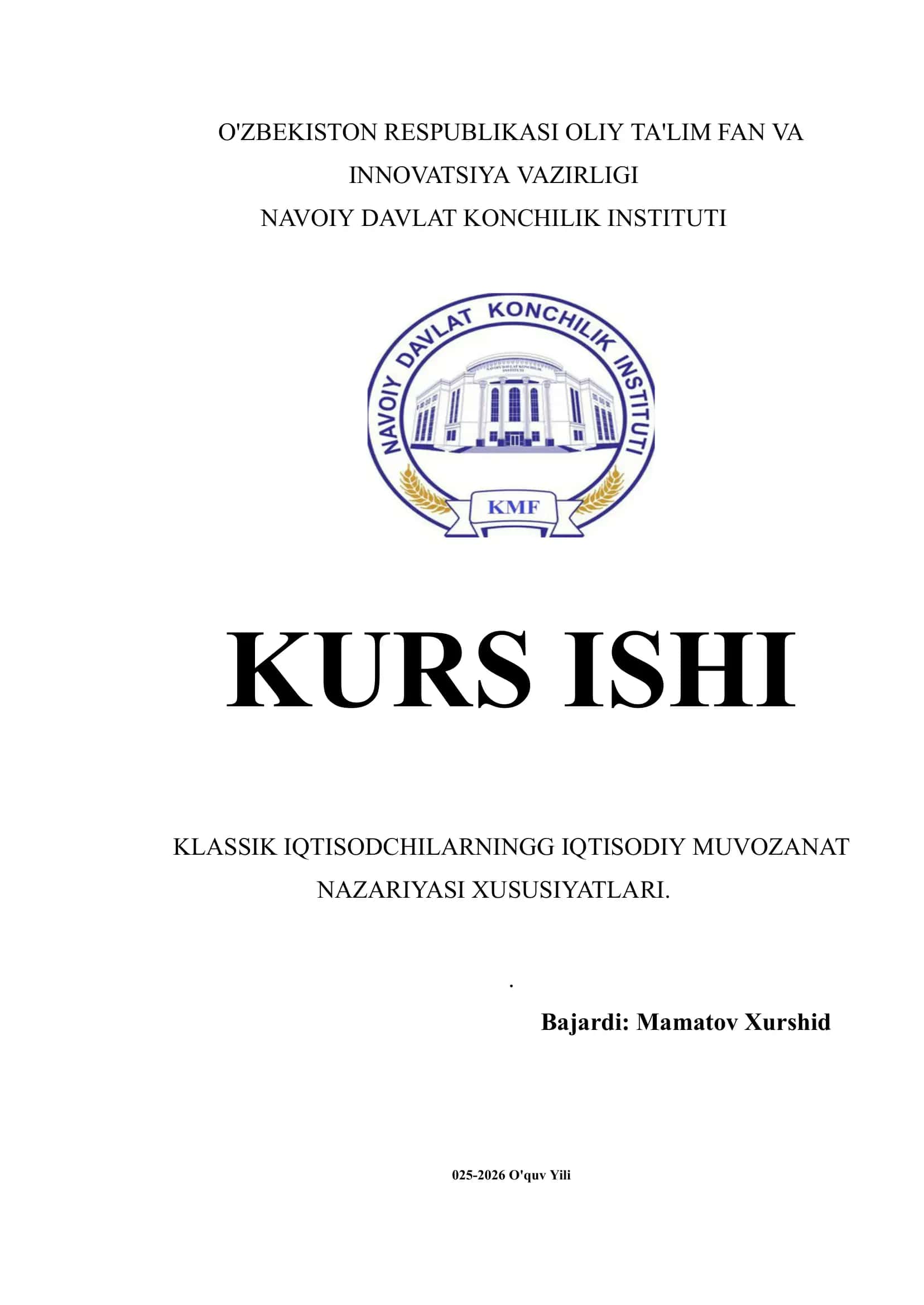 Klassik IQTISODCHILARNINGG IQTISODIY MUVOZANAT NAZARIYASI XUSUSIYATLARI 1