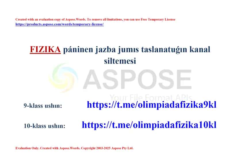 Telegram kanallar to‘plami: Fizika, Matematika, Biologiya va Kimyo (9–11-klasslar) 1