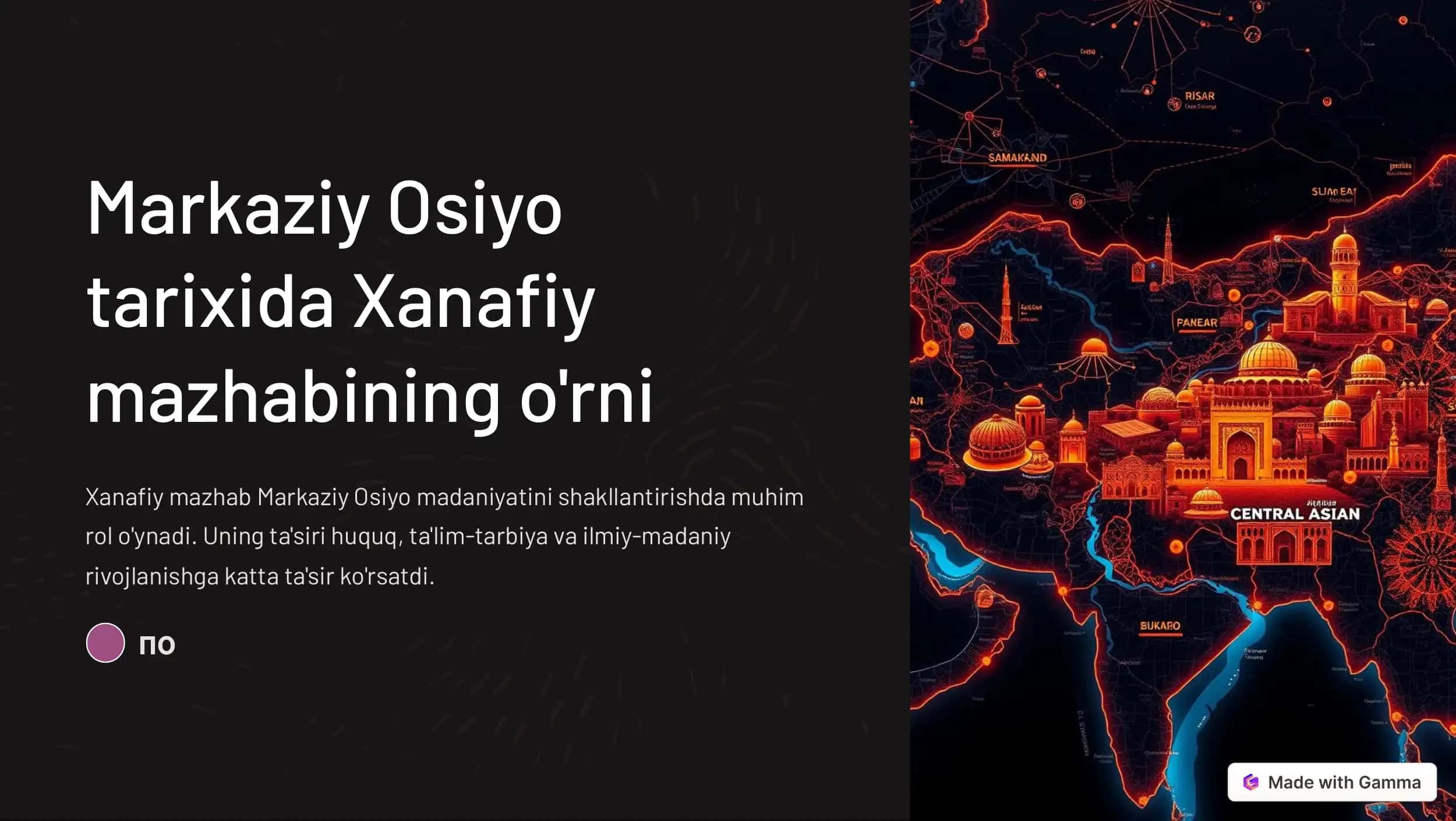 Markaziy Osiyo  tarixida Xanafiy  mazhabining o'rni 1