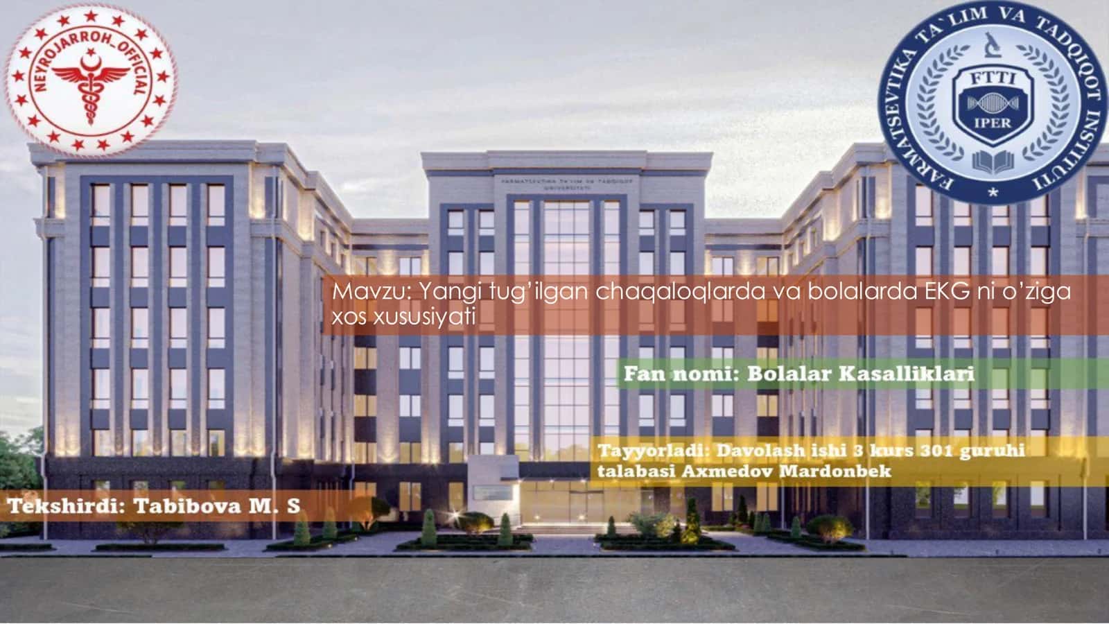 Yangi tug’ilgan chaqaloqlarda va bolalarda EKG ni o’ziga xos xususiyati 1