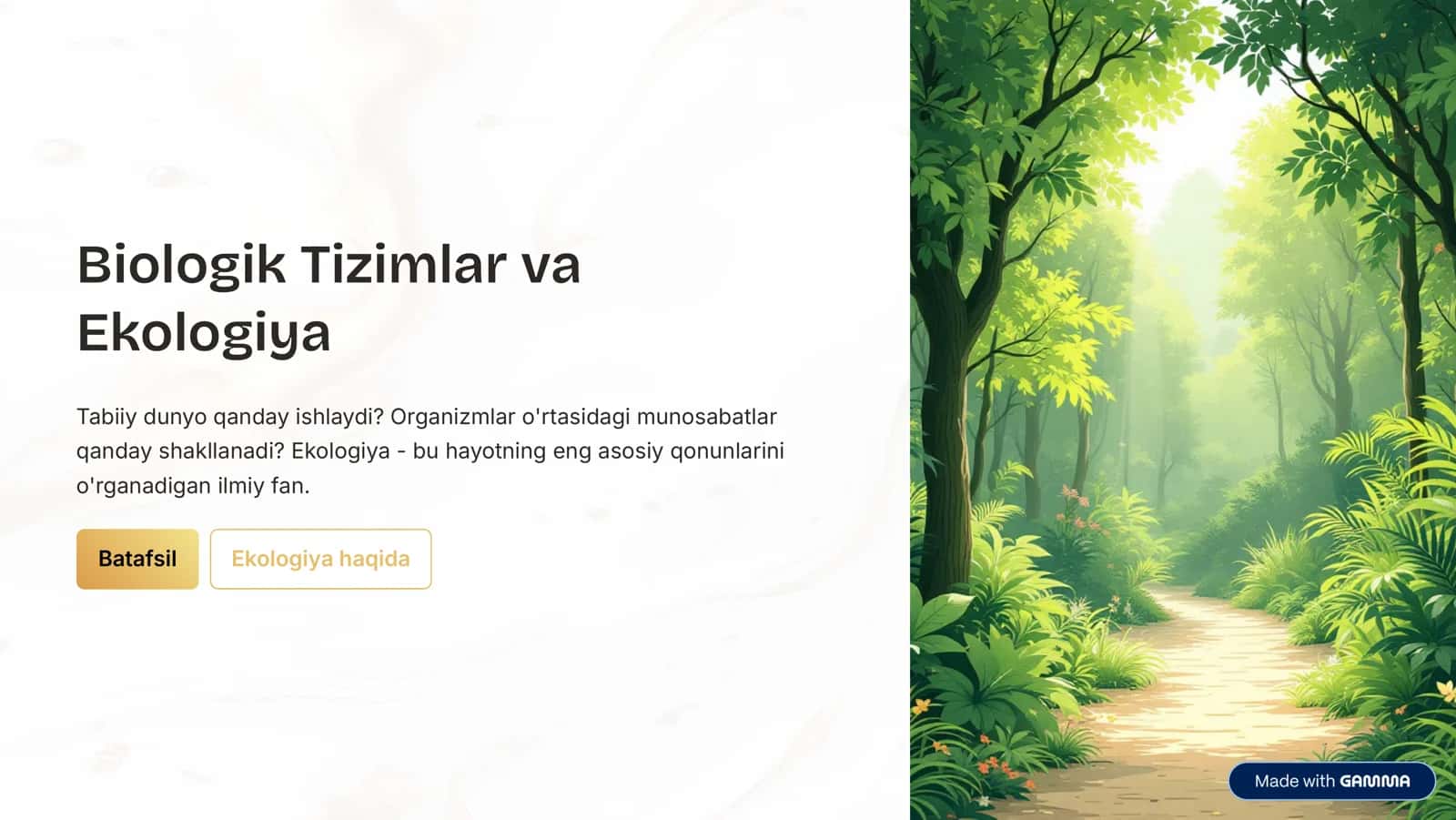 Biologik Tizimlar va Ekologiya 1