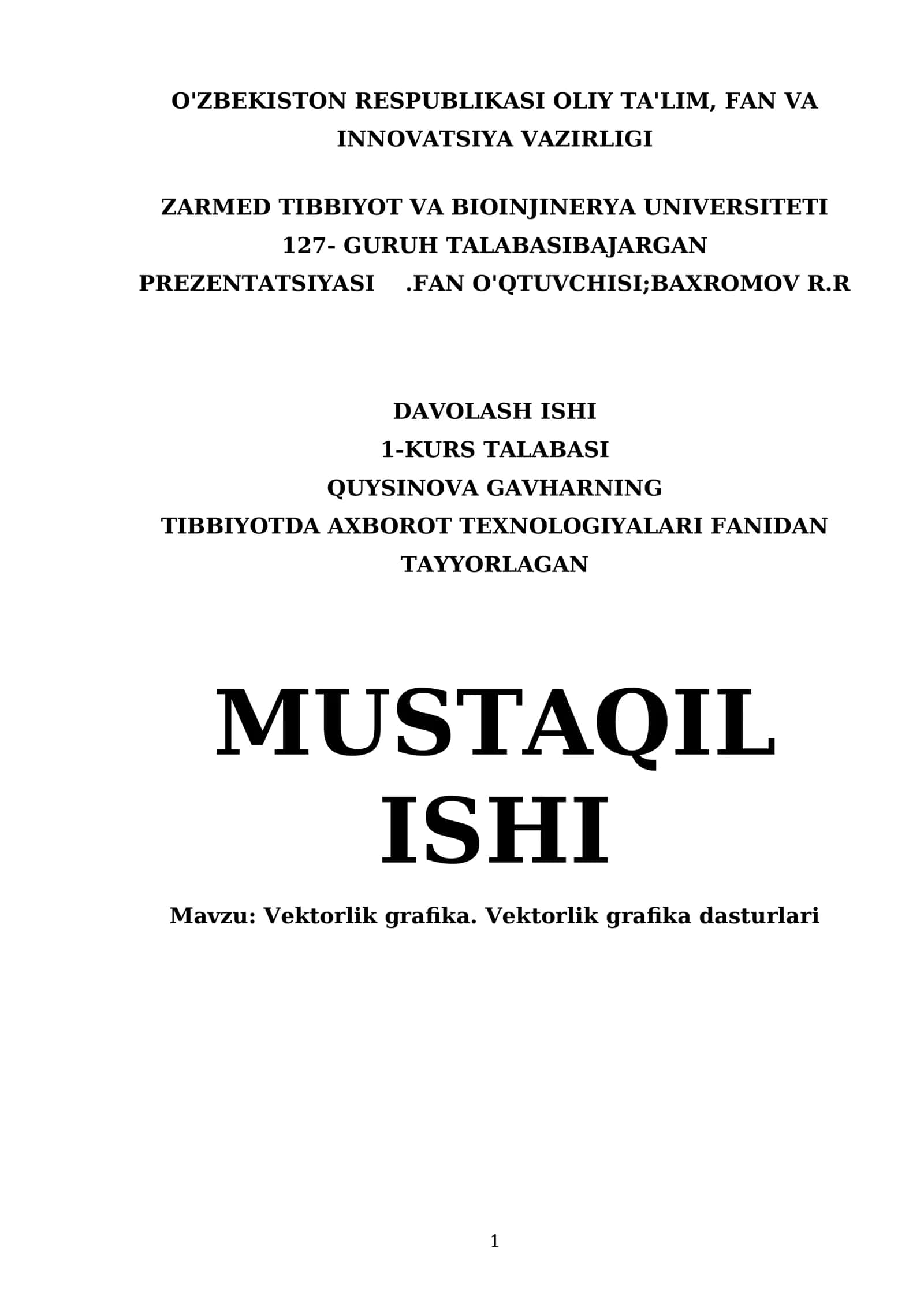 Vektorlik grafika. Vektorlik grafika dasturlari 1