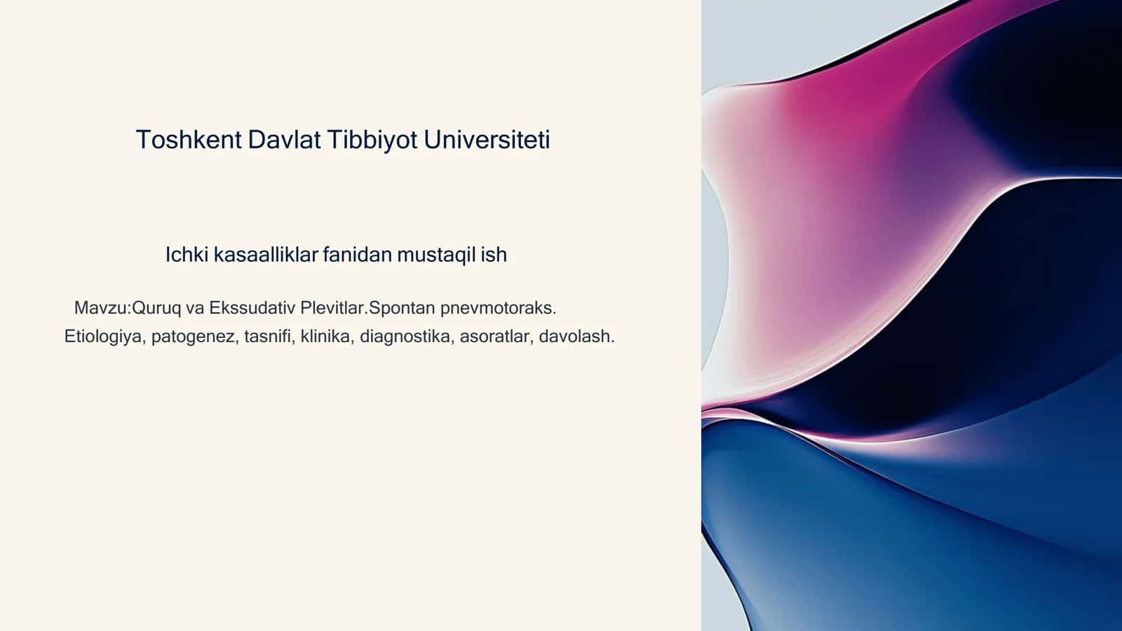 Quruq va Ekssudativ Plevitlar.Spontan pnevmotoraks 1