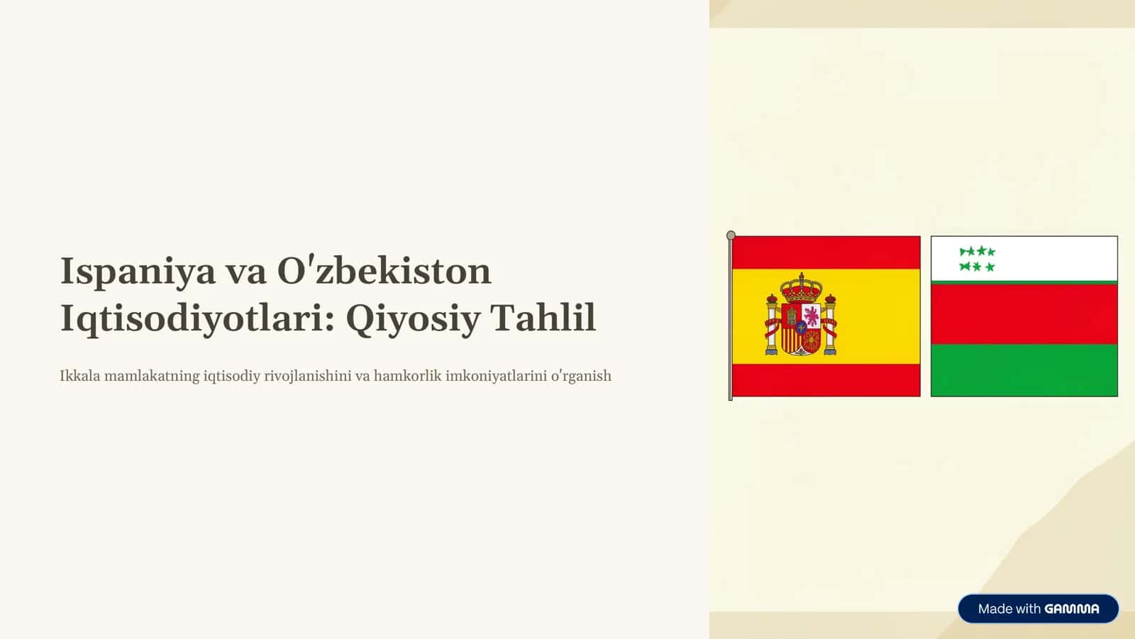 Ispaniya va O'zbekiston Iqtisodiyotlari: Qiyosiy Tahlil 1