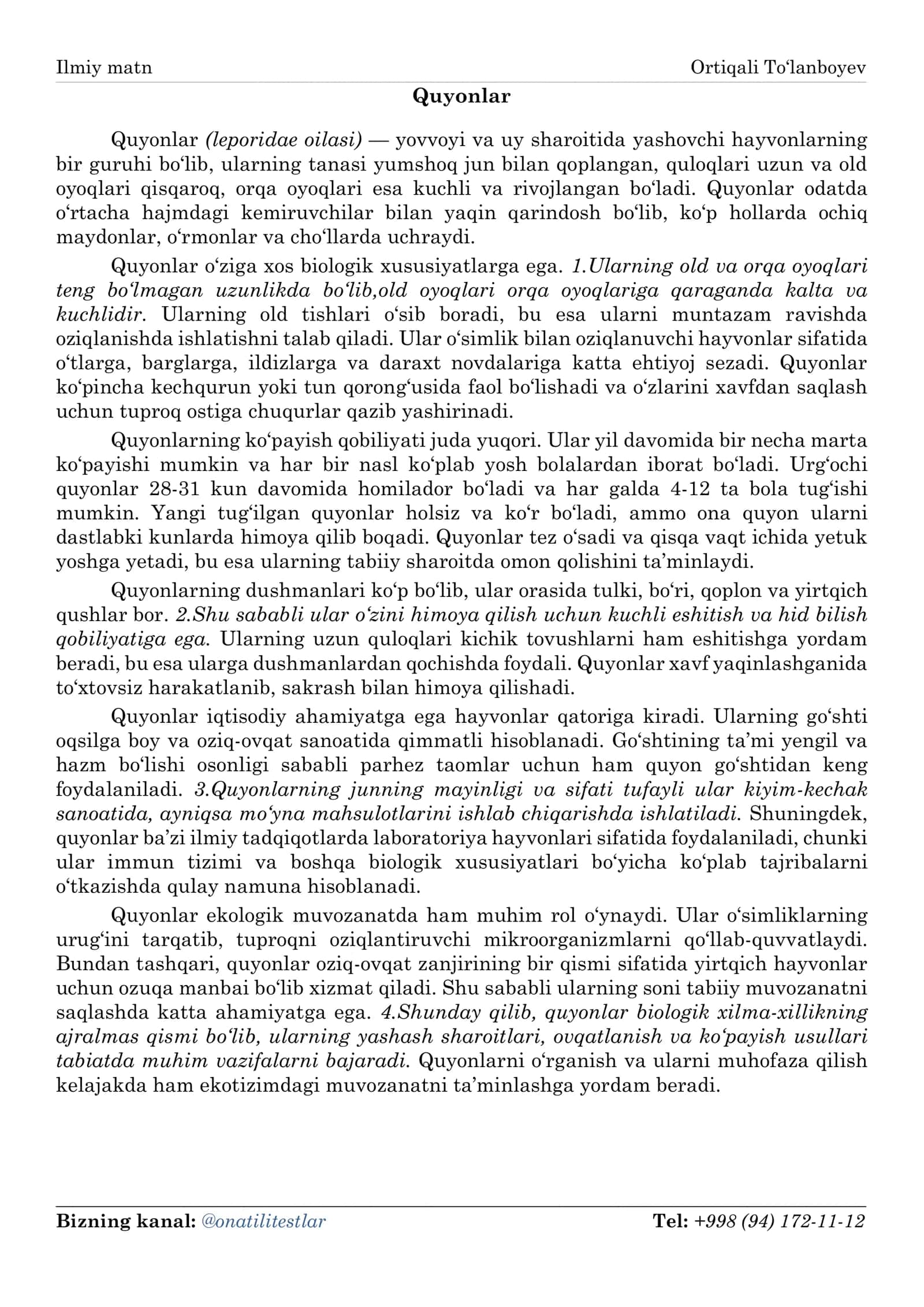 Ilmiy matn Ortiqali To‘lanboyev 1