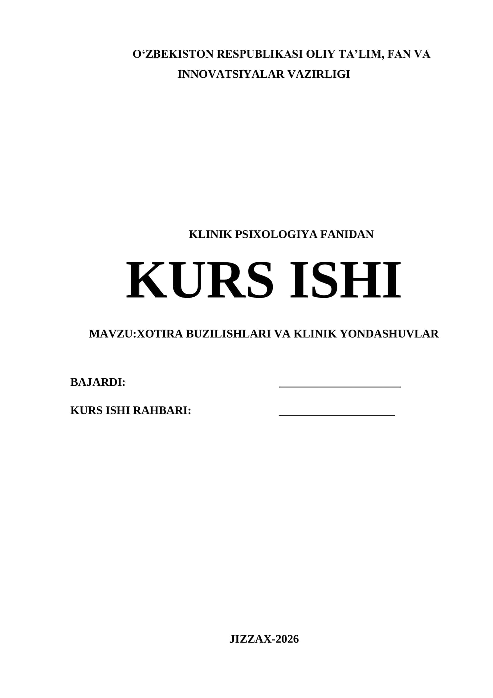 XOTIRA BUZILISHLARI VA KLINIK YONDASHUVLAR 1