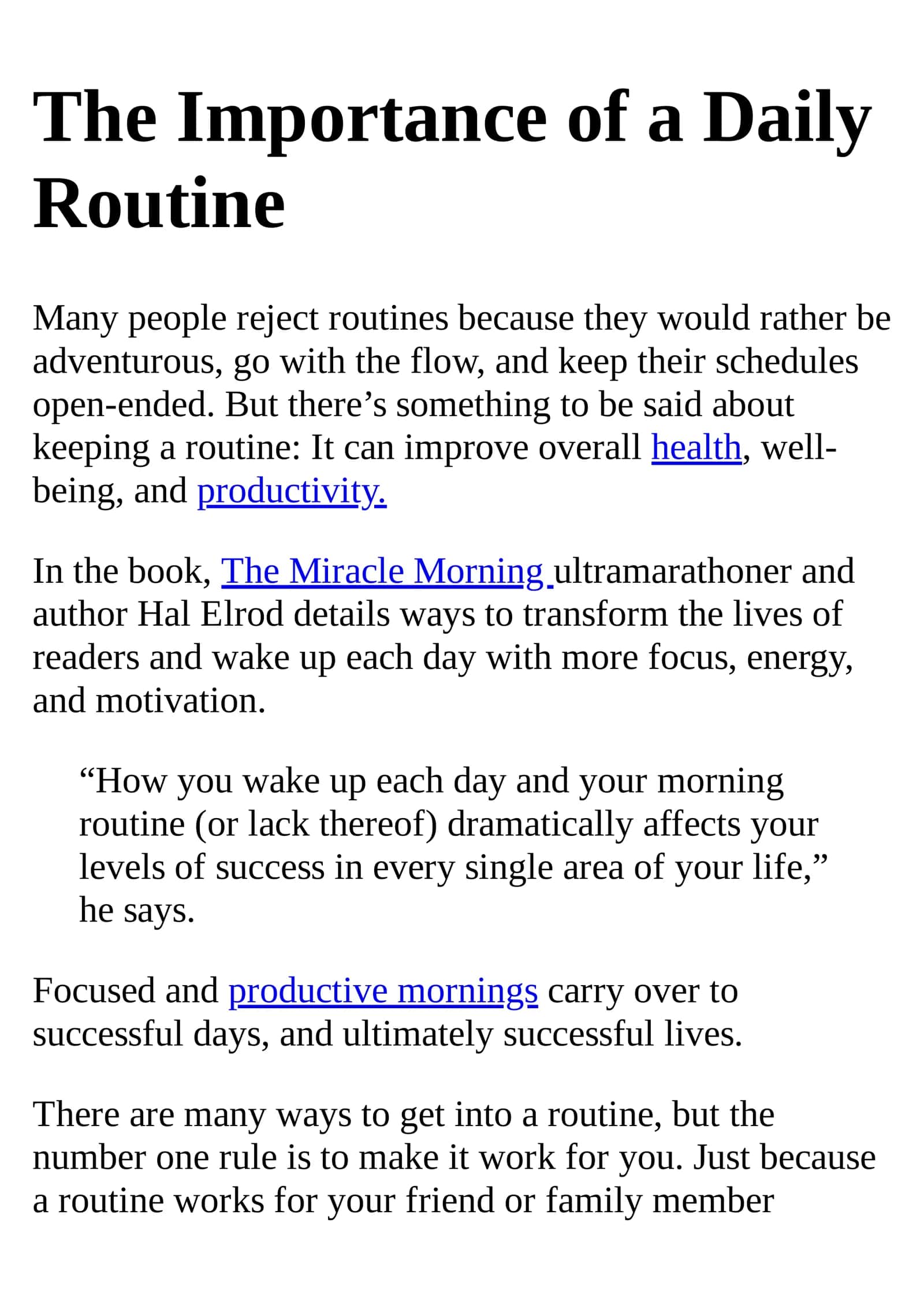 The importance of a daily routine 1
