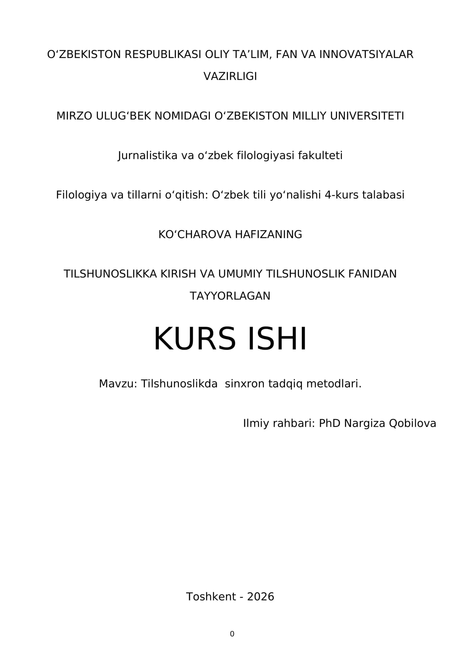 Tilshunoslikda sinxron tadqiq metodlari 1