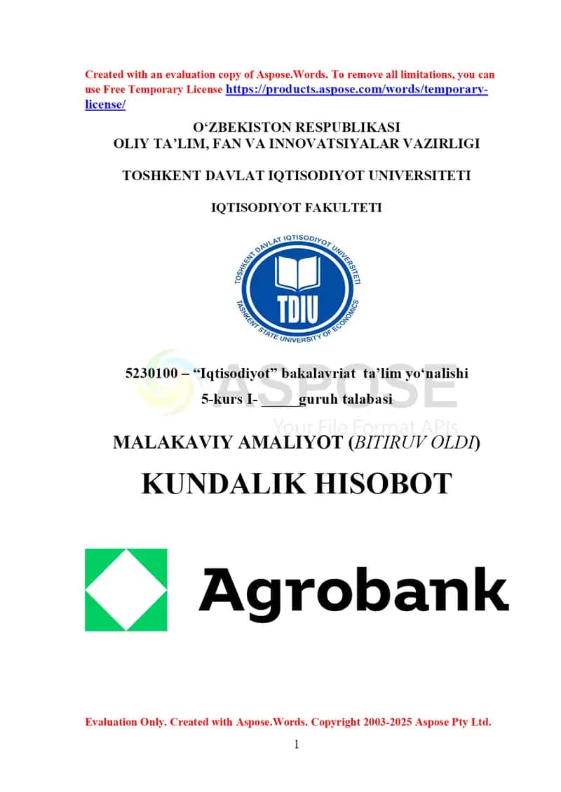 agrobank   Amaliyot hisoboti           Agrobank  Malakaviy amaliyot hisoboti       Agrobank    Malakaviy amaliyot kundalik hisoboti 2025   MALAKAVIY AMALIYOT (BITIRUV OLDI) 1