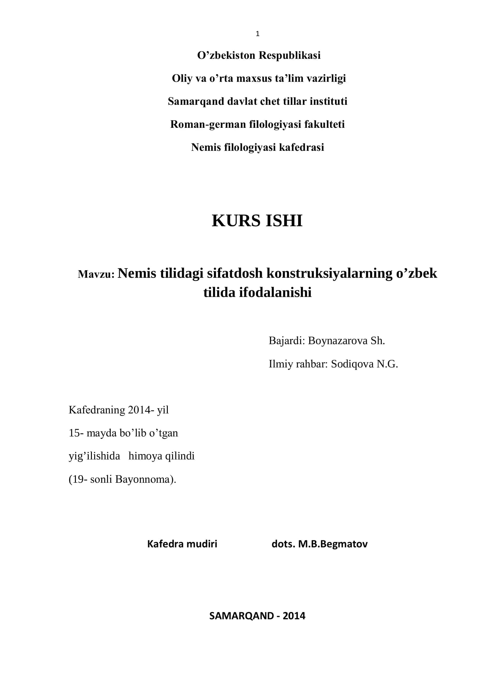 Nemis filologiyasi kurs ishi 1