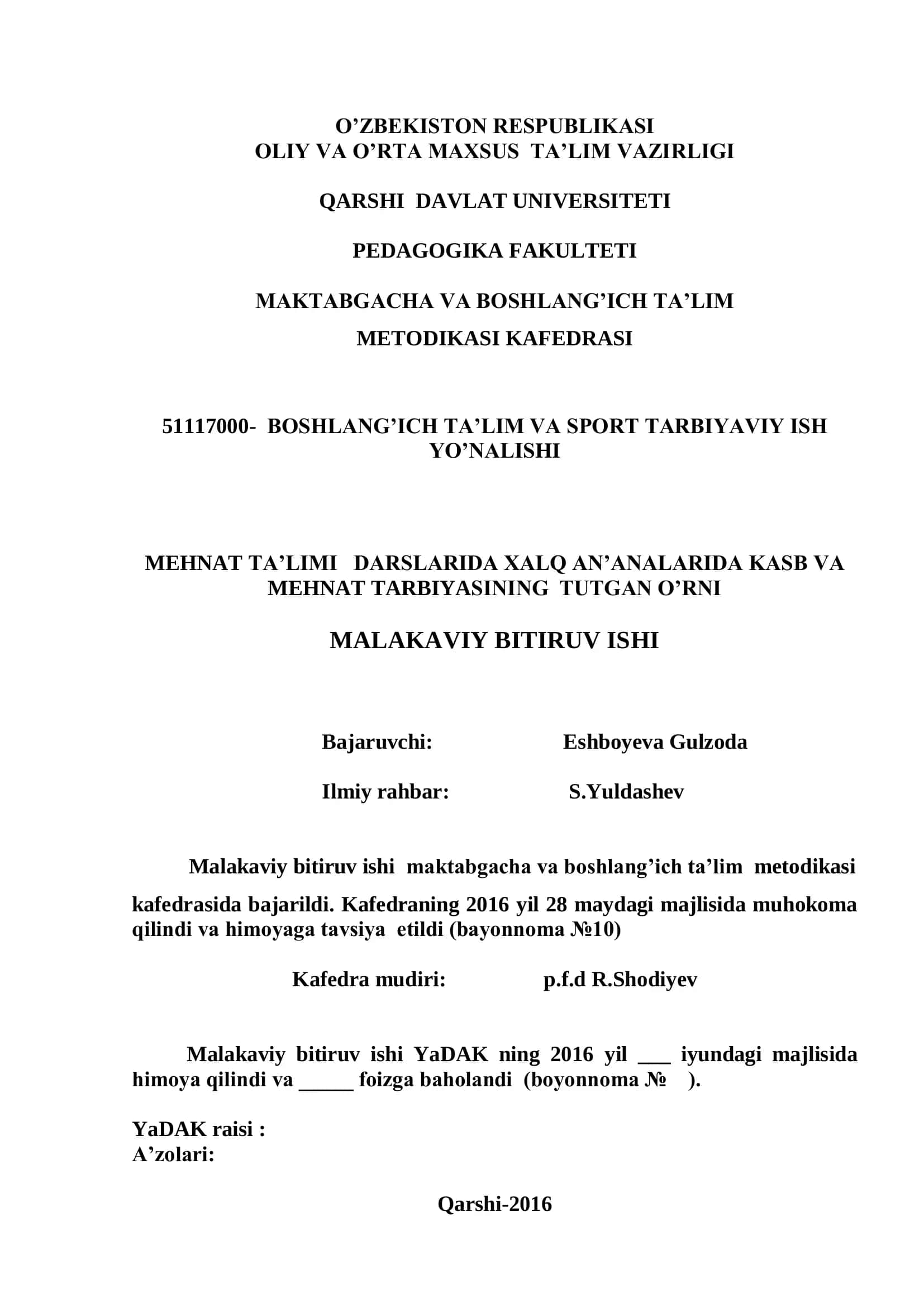MEHNAT TA’LIMI DARSLARIDA XALQ AN’ANALARIDA KASB VA MEHNAT TARBIYASINING TUTGAN O’RNI 1