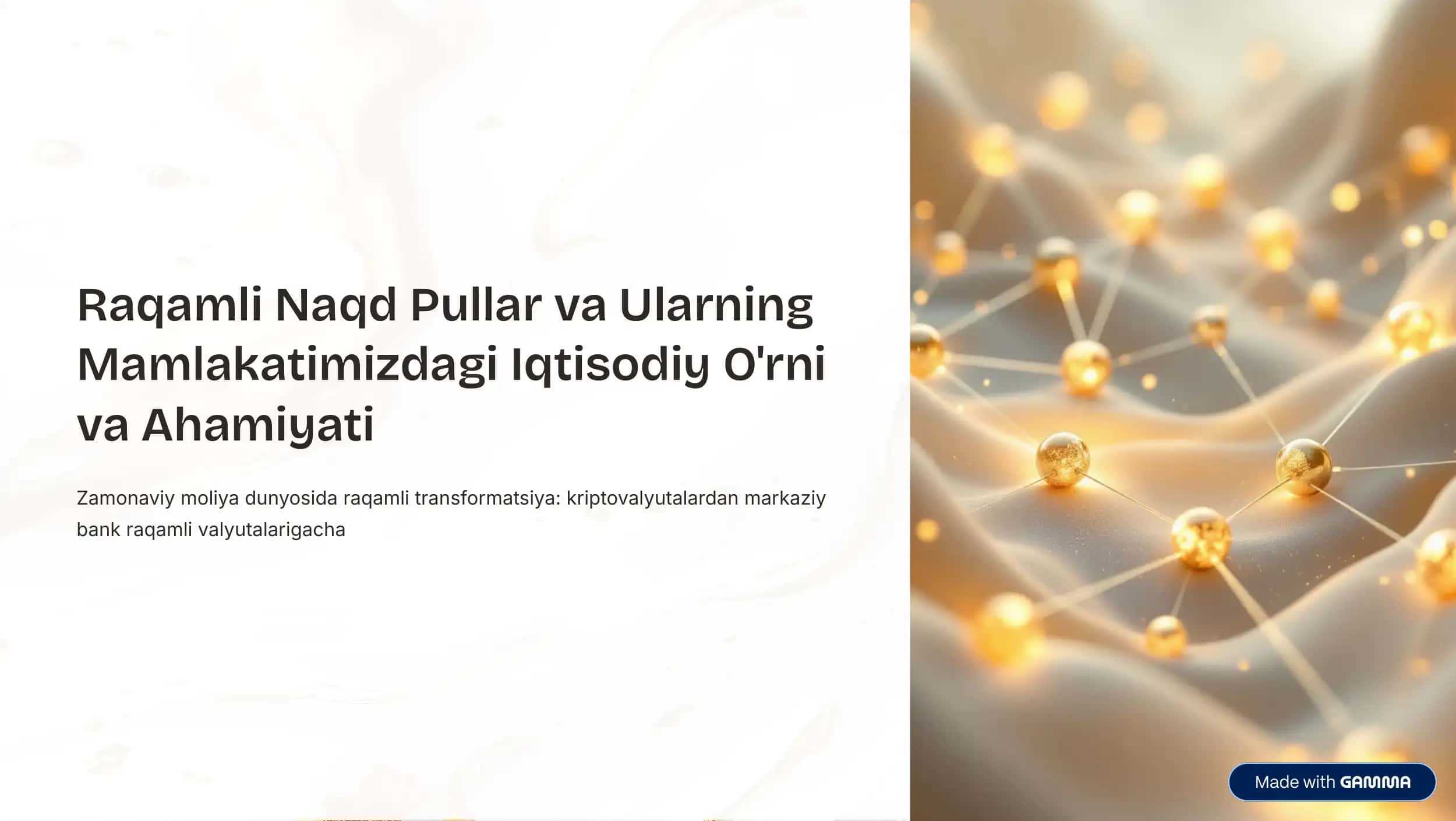 Raqamli Naqd Pullar va Ularning Mamlakatimizdagi Iqtisodiy O'rni va Ahamiyati 1