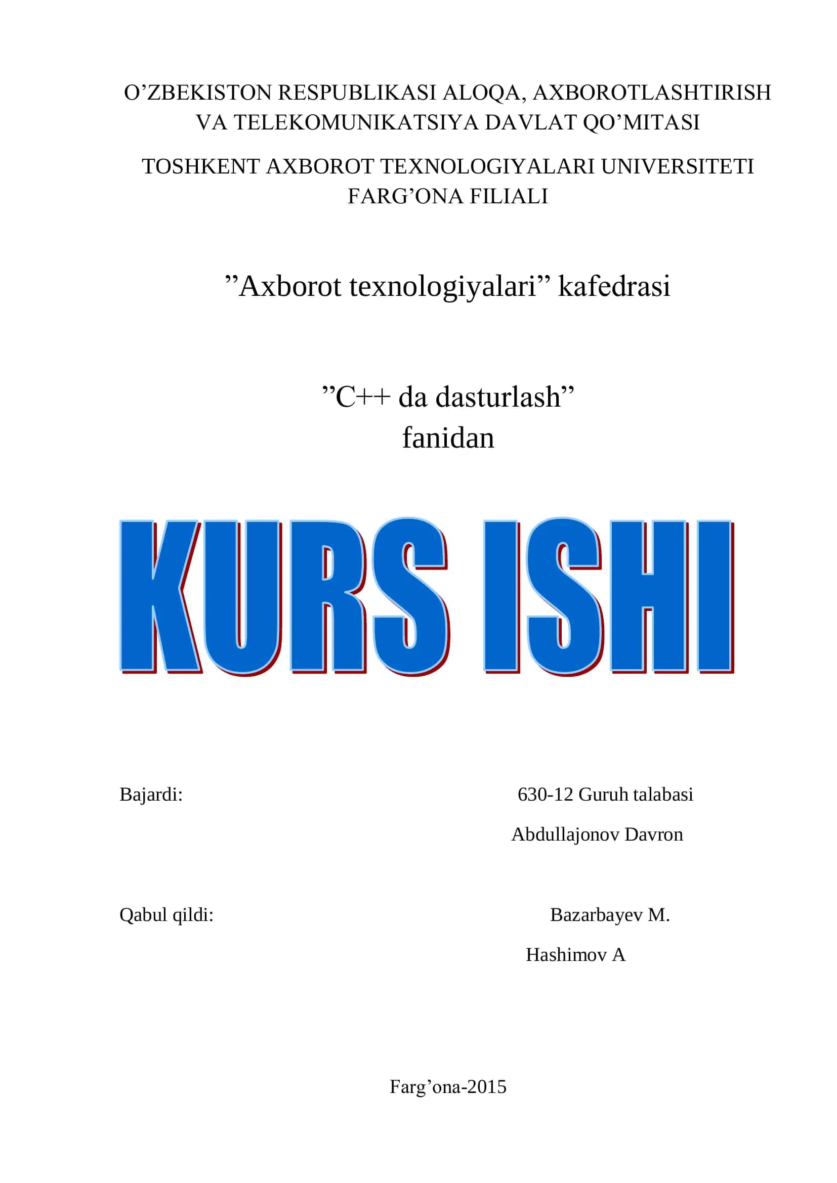 Avtoturargoh nazoratini amalga oshiruvchi dasturiy ta‘minot yaratish 1
