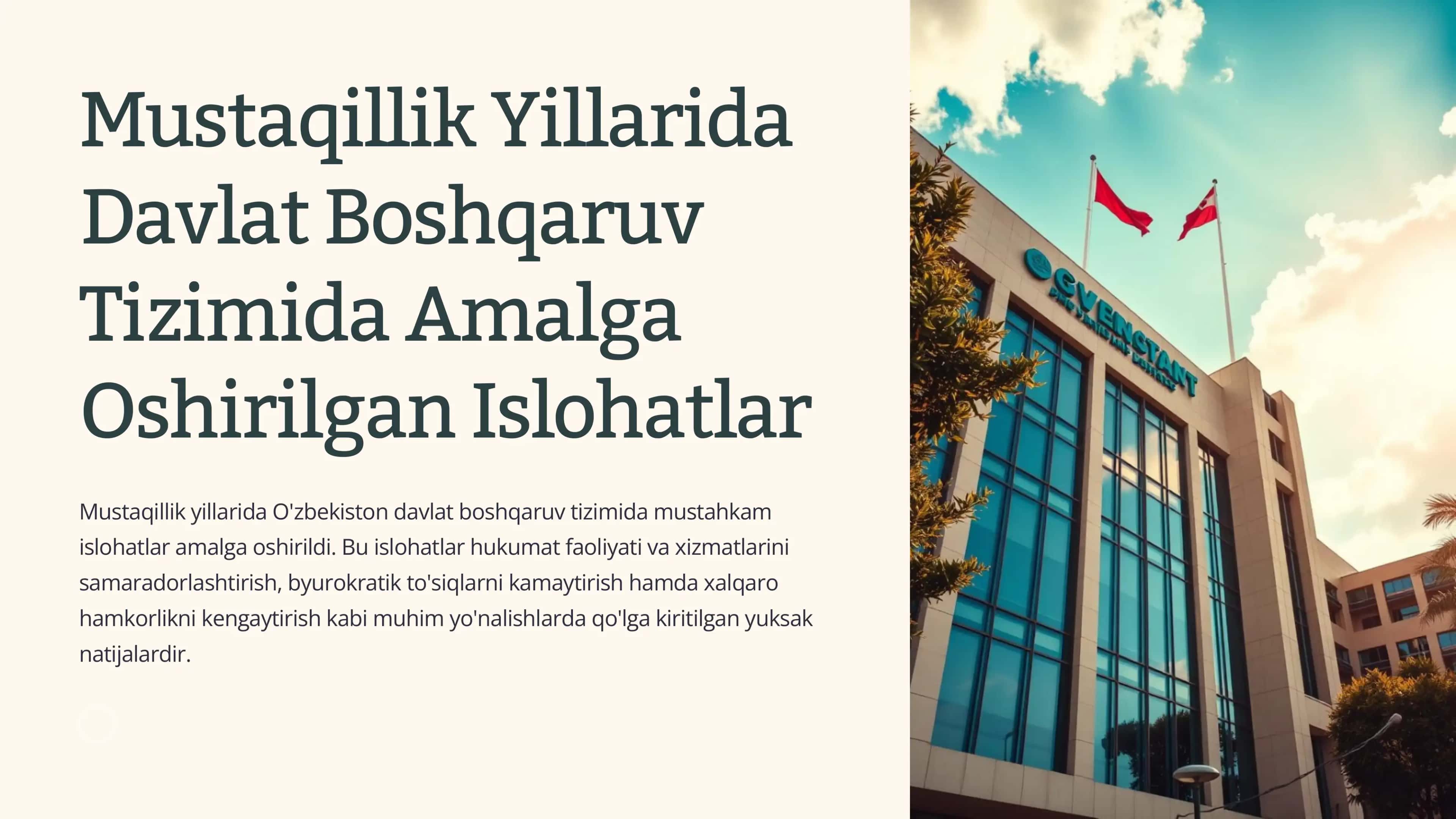 Mustaqillik Yillarida Davlat Boshqaruv Tizimida Amalga Oshirilgan Islohatlar 1