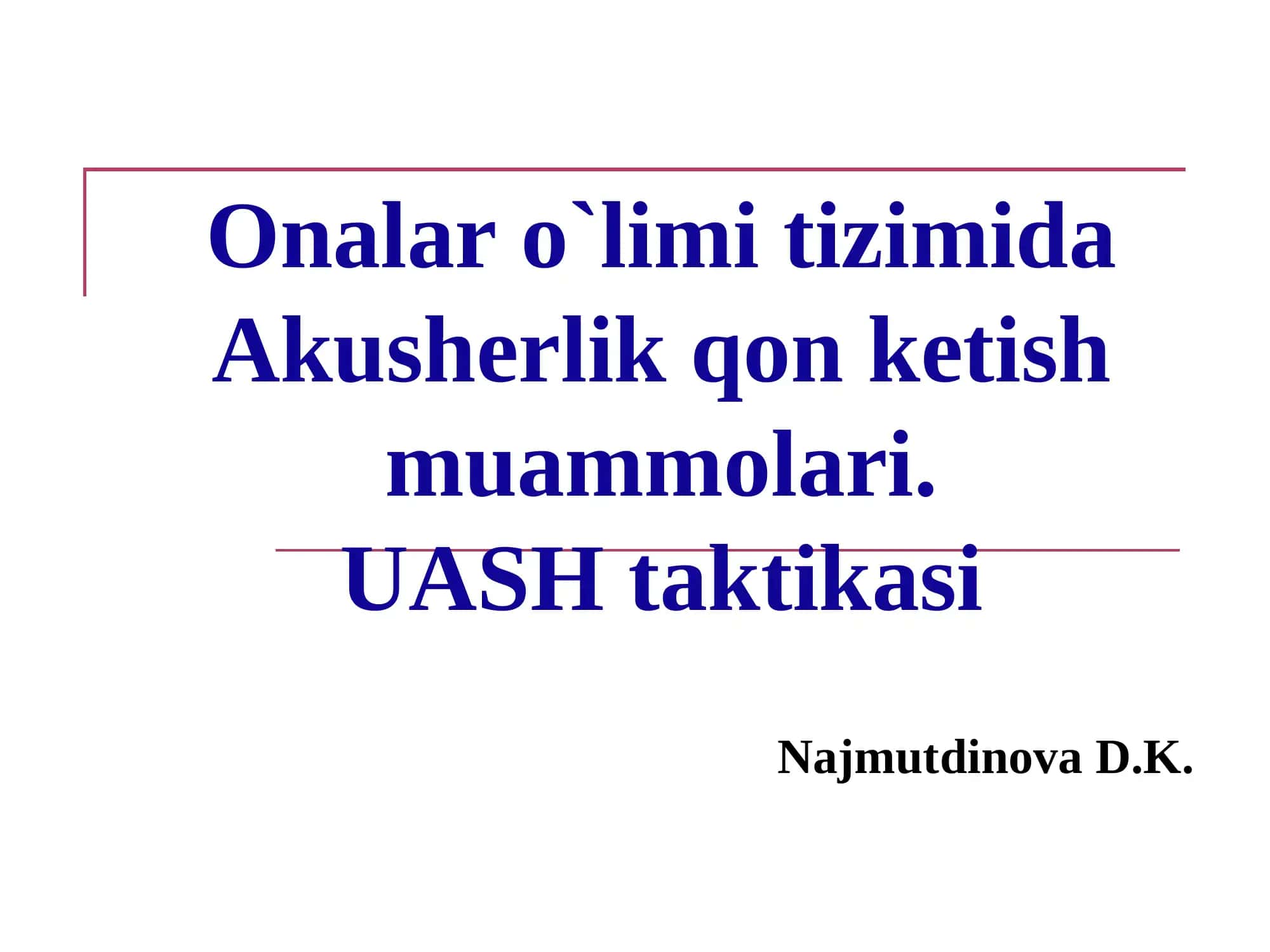 Onalar o`limi tizimida 1