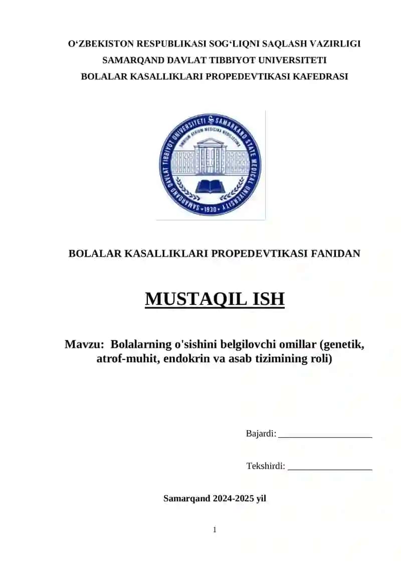 Bolalar o'sish jarayoni