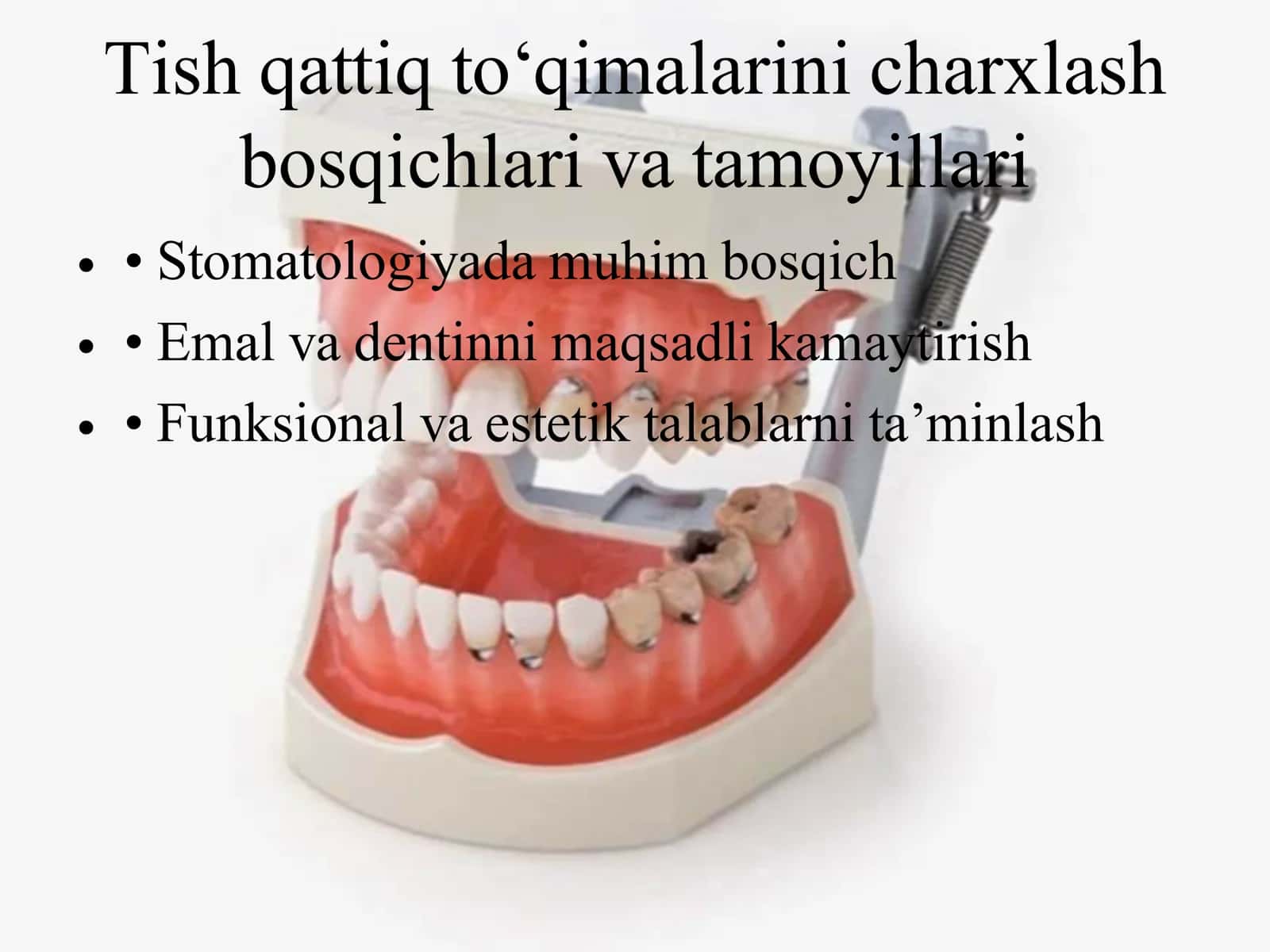 Tish qattiq to‘qimalarini charxlash bosqichlari va tamoyillari 1