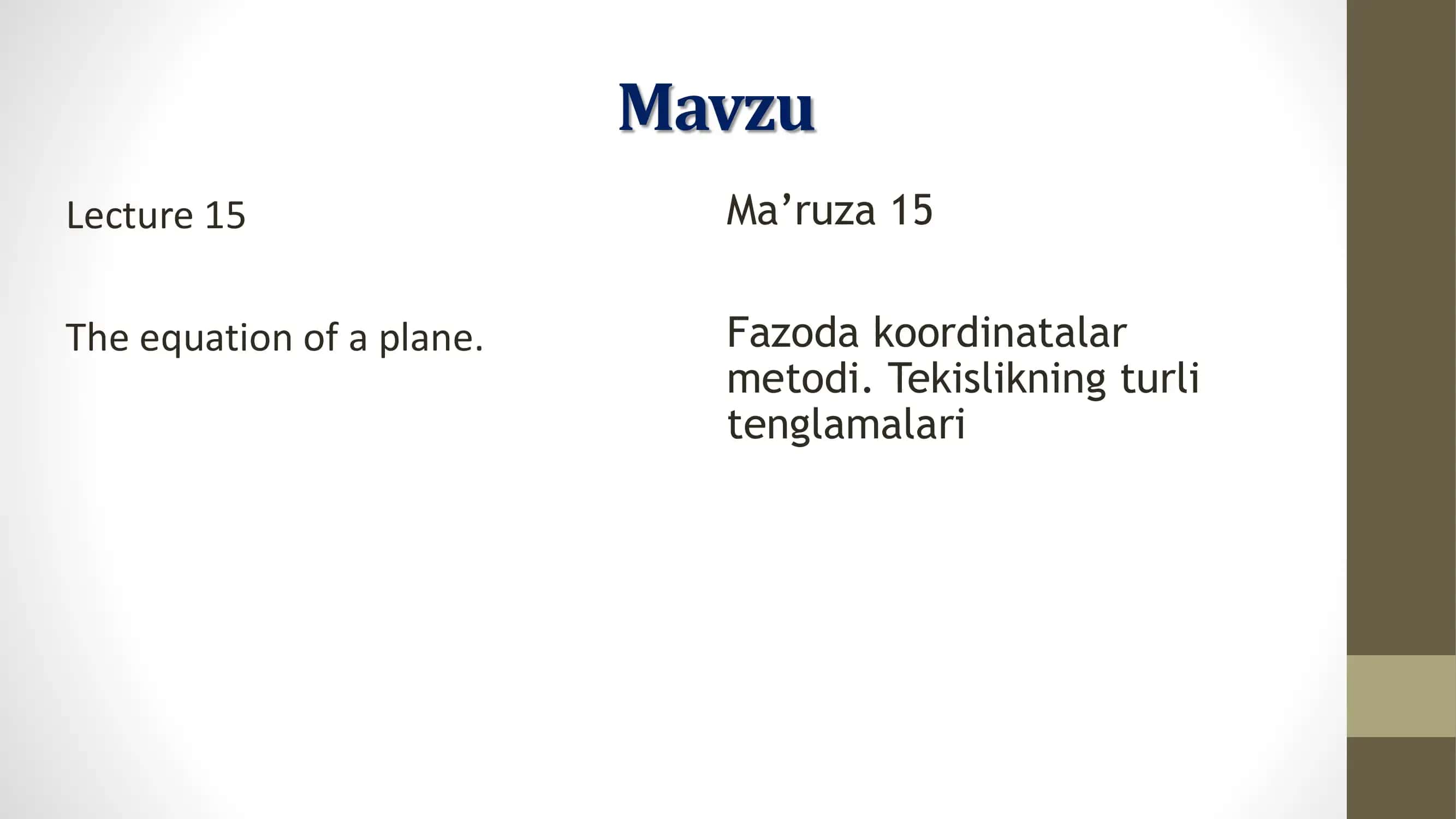 Fazoda koordinatalar metodi 1