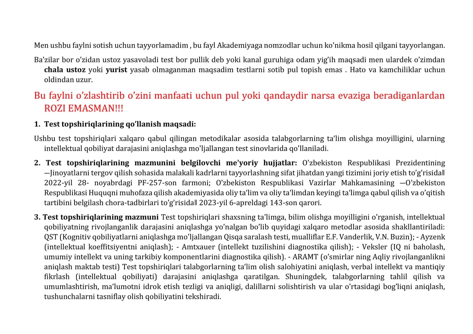 psixologik test akademiya namuna sifatida 1