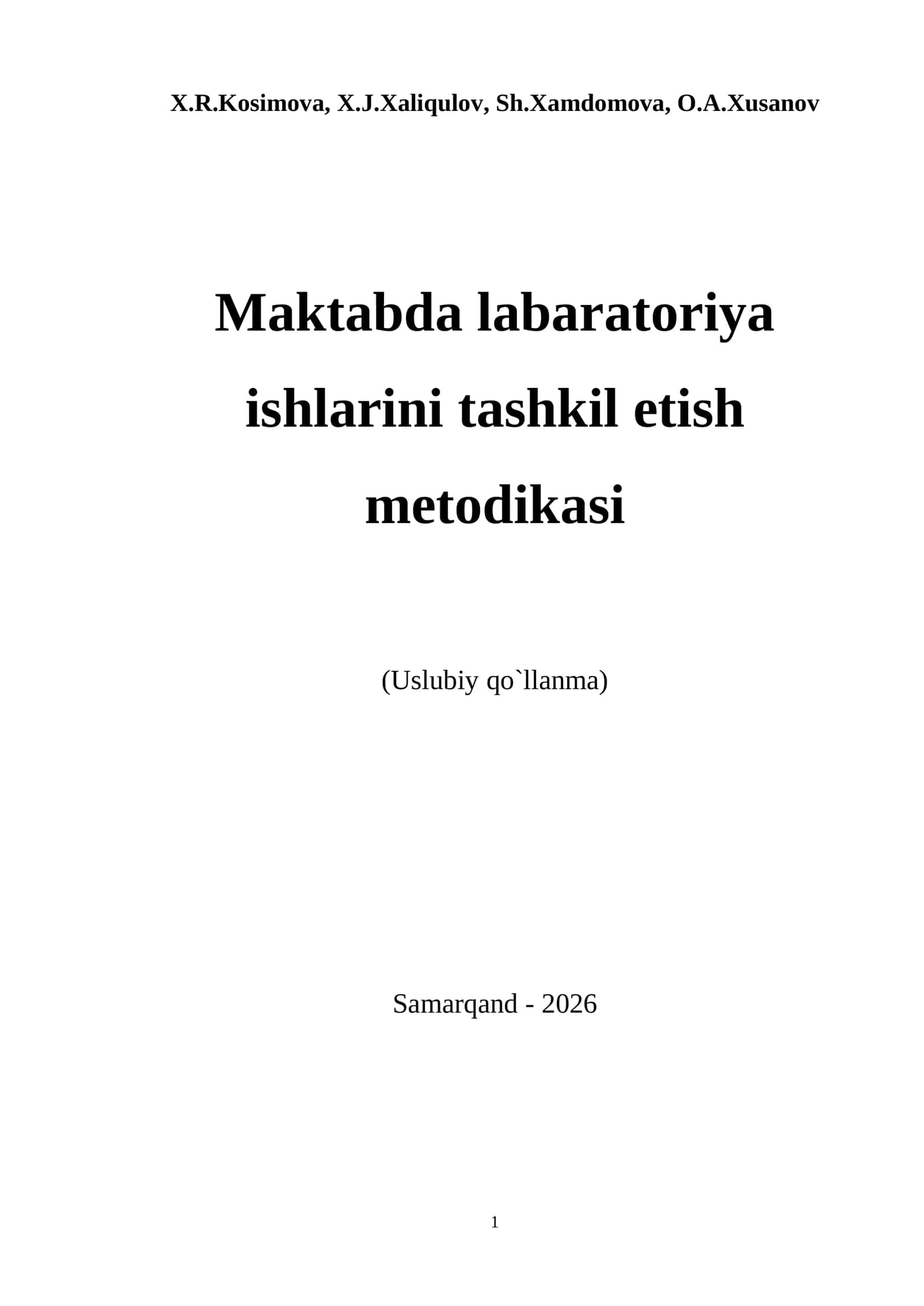 Maktabda laboratoriya ishlarini tashkil etish metodikasi 1
