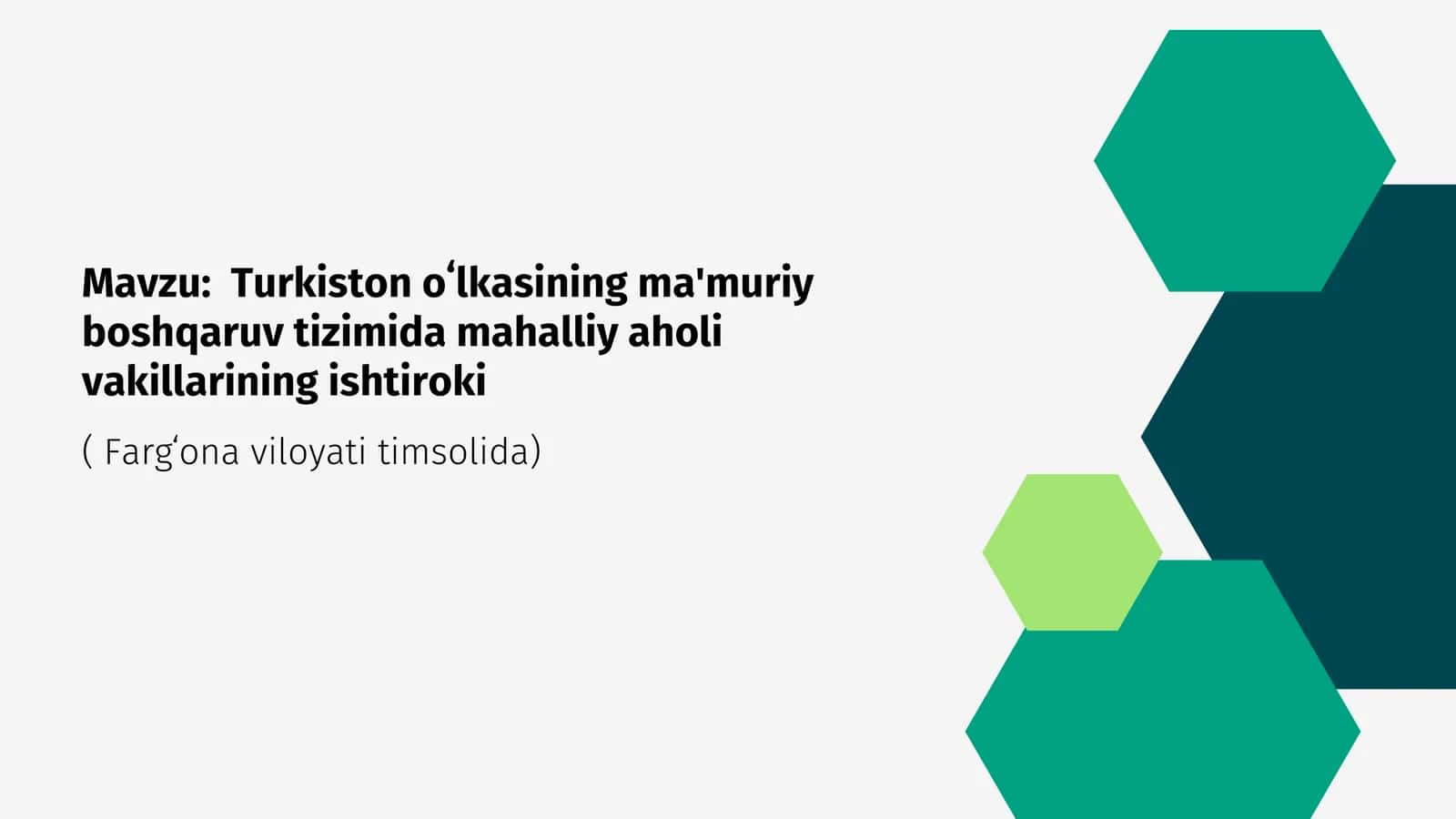 Turkiston oʻlkasining ma'muriy boshqaruv tizimida mahalliy aholi vakillarining ishtiroki 1
