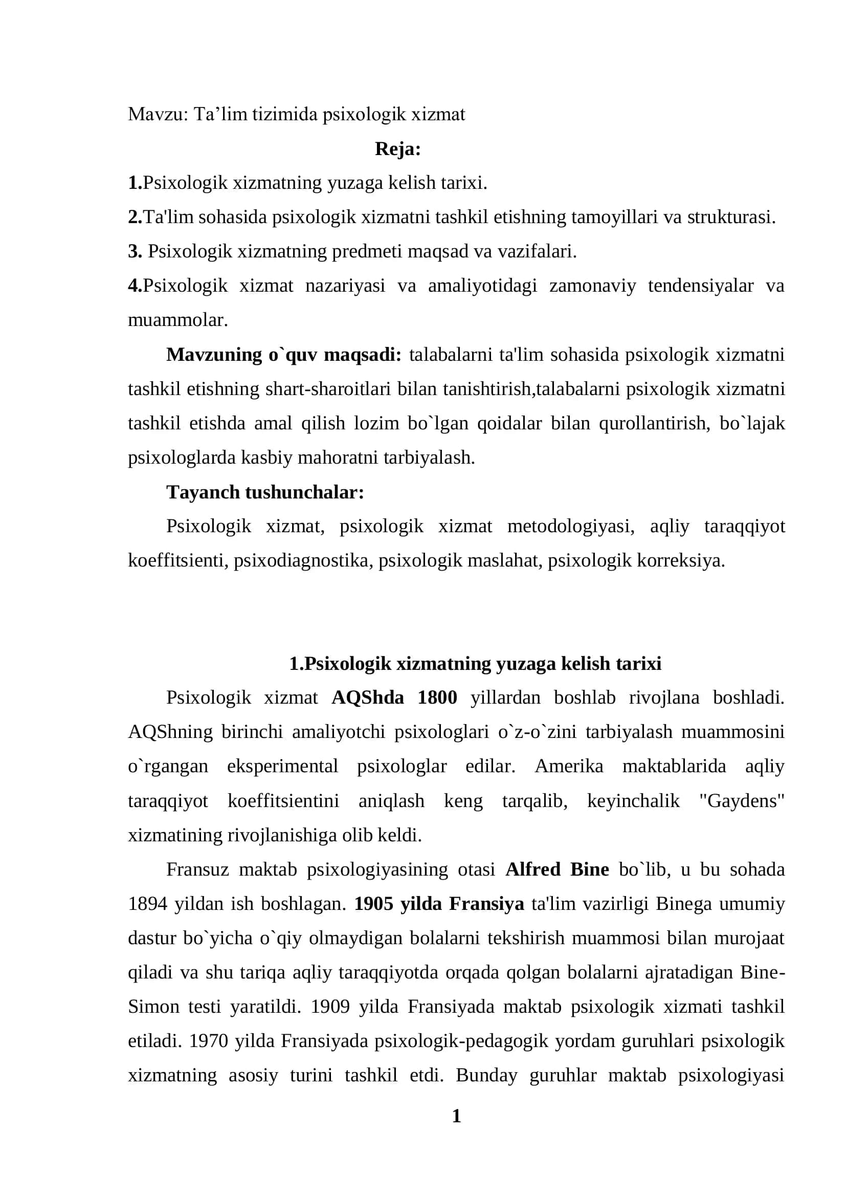 Ta’lim tizimida psixologik xizmat 1