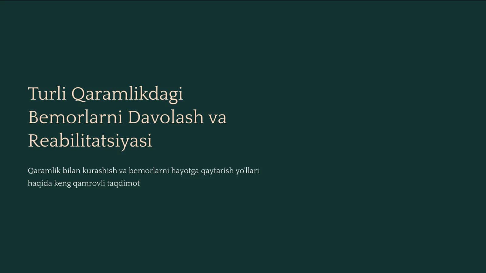 Turli Qaramlikdagi Bemorlarni Davolash va Reabilitatsiyasi 1