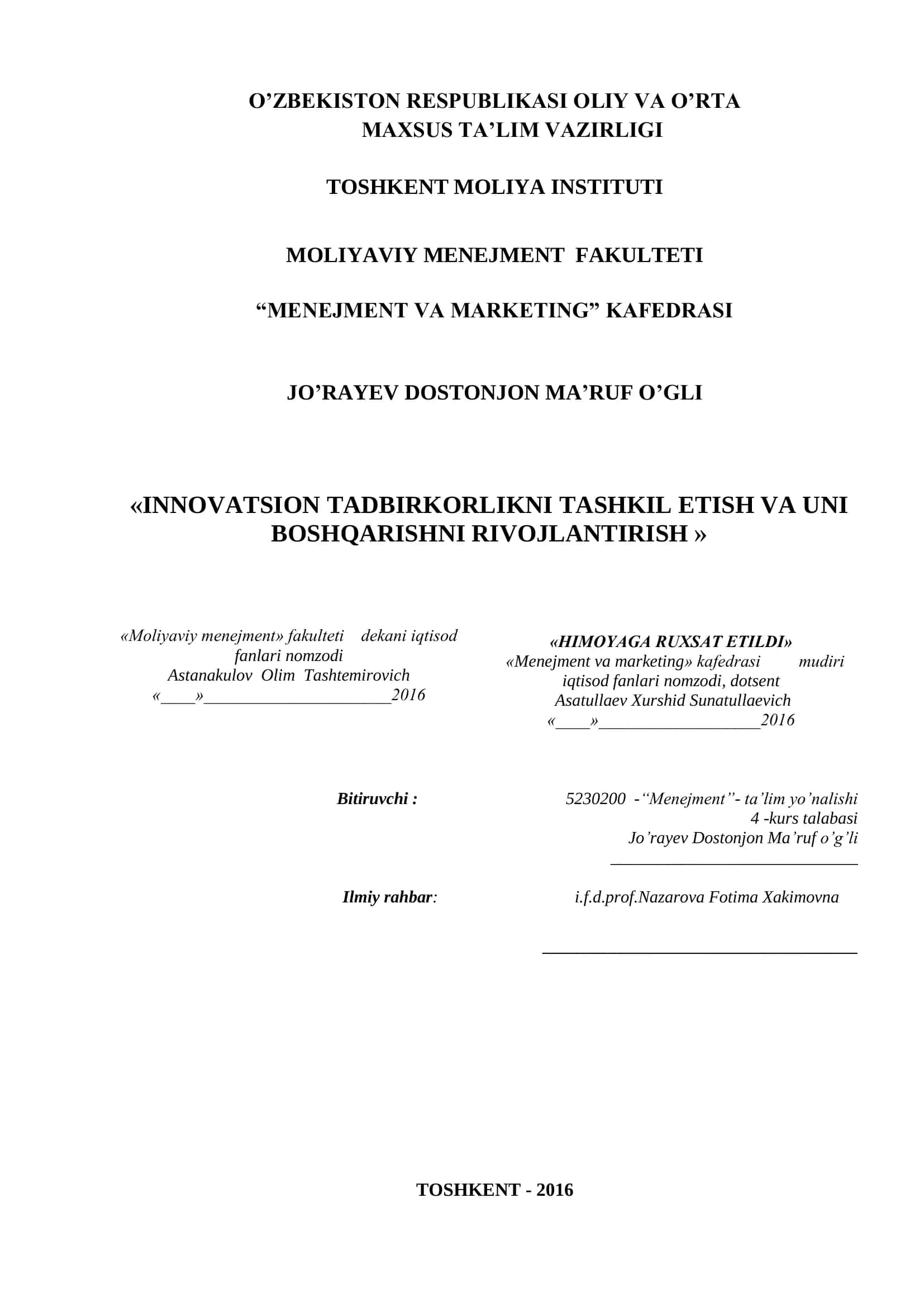INNOVATSION TADBIRKORLIKNI TASHKIL ETISH VA UNI 1